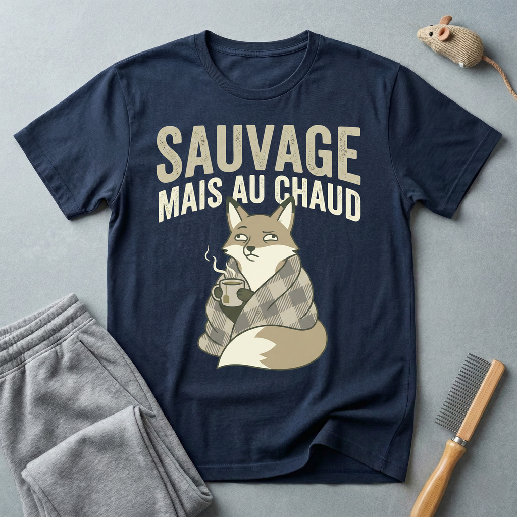 T-shirt renard « Sauvage mais au chaud » — T-shirt graphique renard vintage et cosy