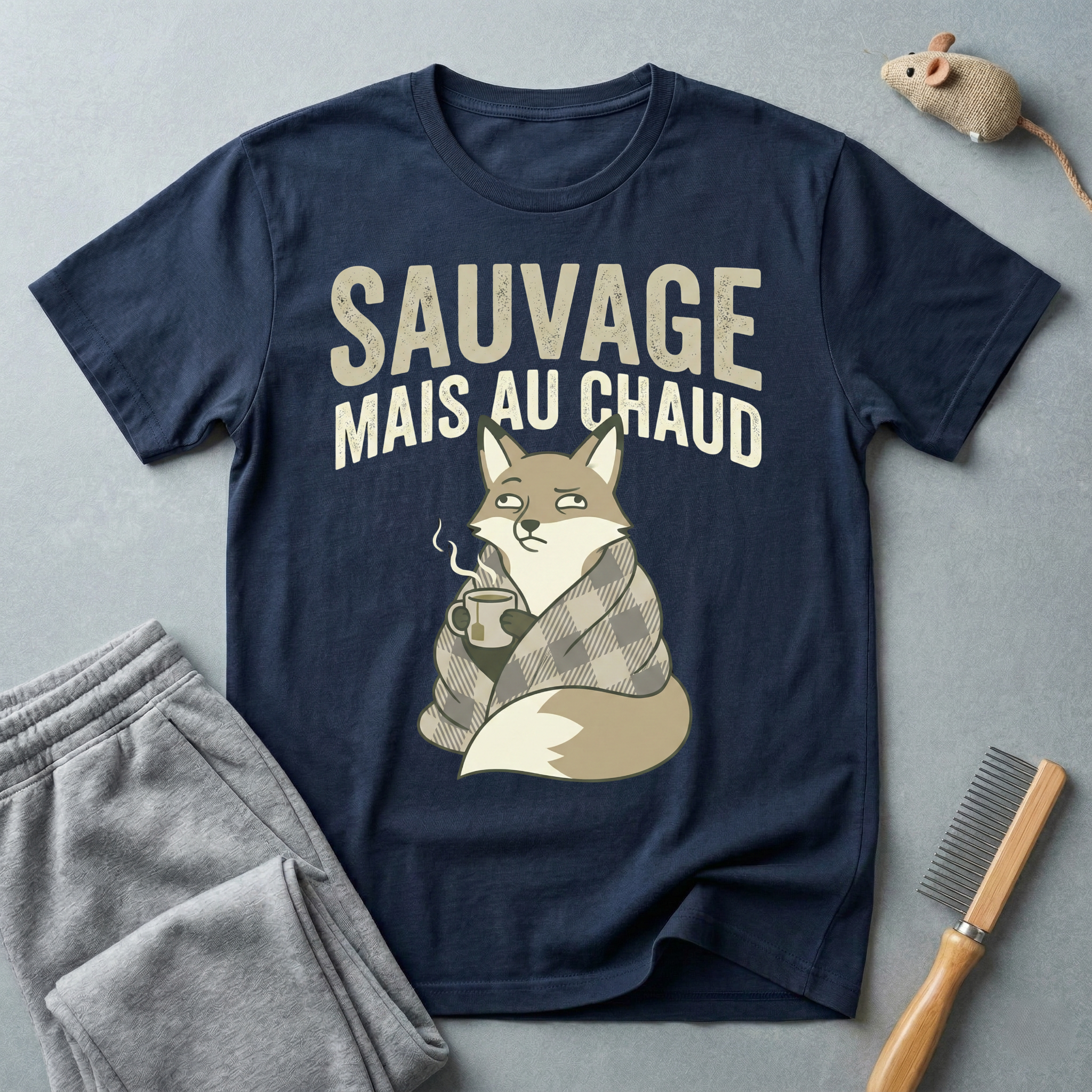T-shirt renard « Sauvage mais au chaud » — T-shirt graphique renard vintage et cosy