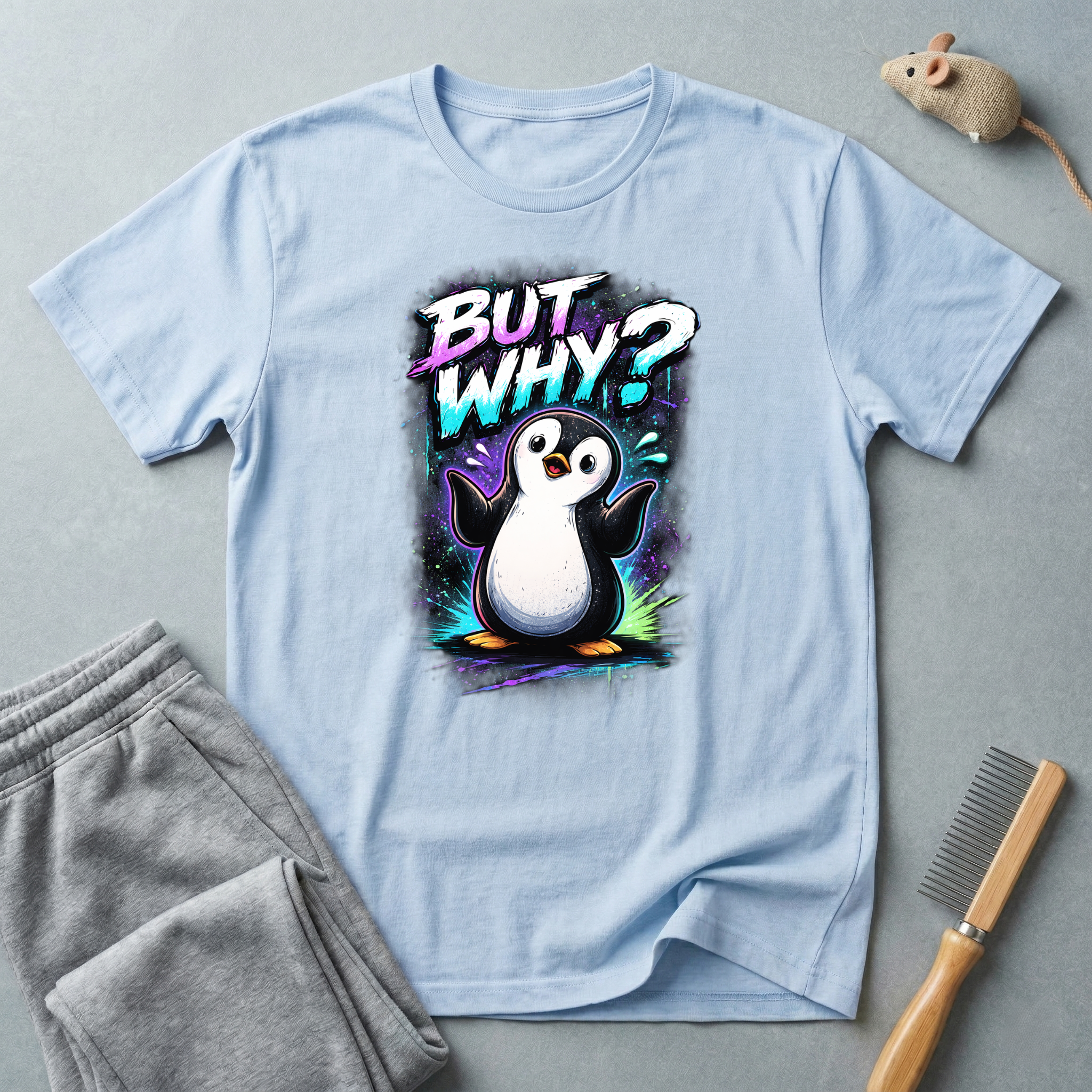 T-shirt graphique pingouin «But Why?»