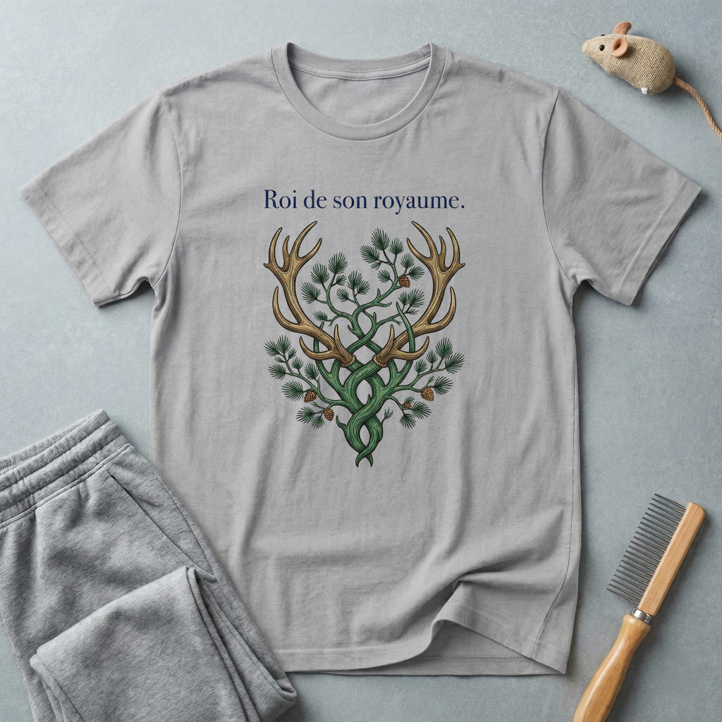 T-shirt — «Roi de son royaume» — T-shirt graphique cerf aux bois en forme d’arbre