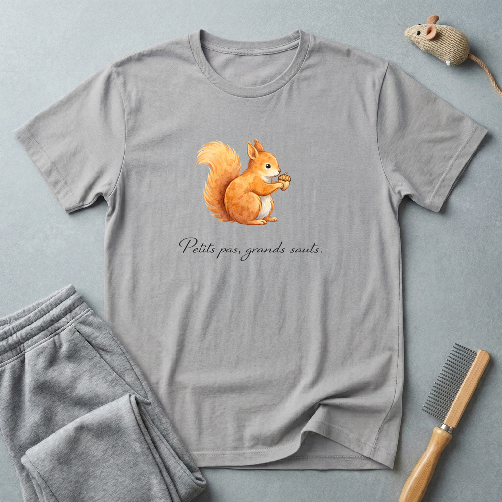 T-shirt écureuil aquarelle — «Petits pas, grands sauts»