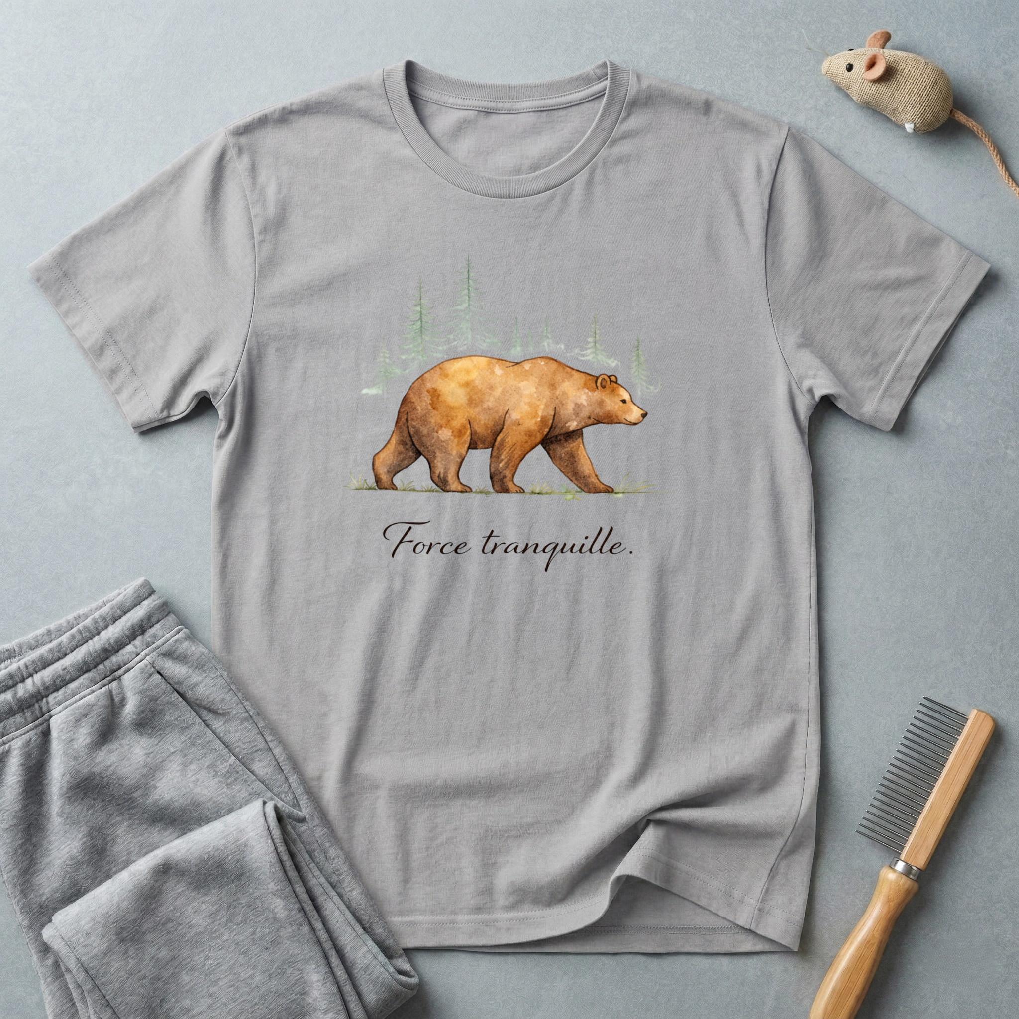 T-shirt forêt Ours — T-shirt graphique nature «Force Tranquille»