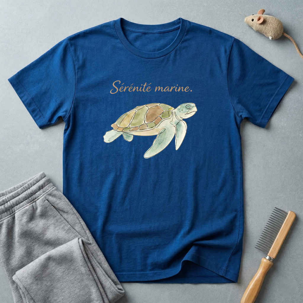 T-shirt tortue de mer — «Sérénité marine» — T-shirt aquarelle