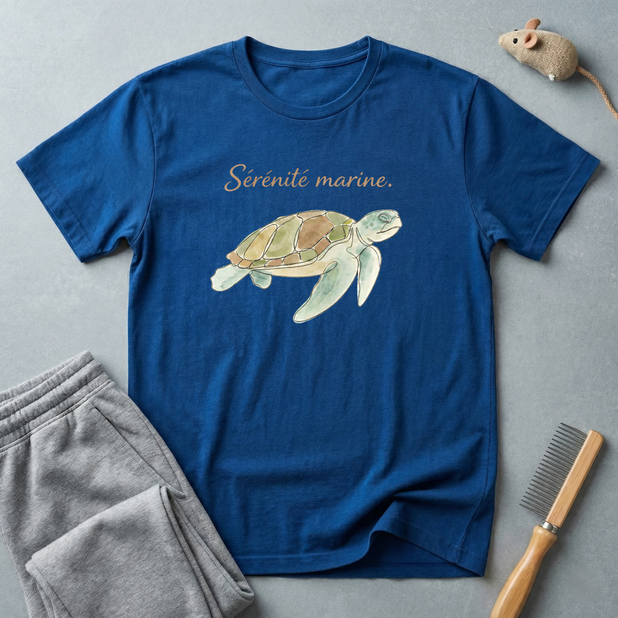 T-shirt tortue de mer — «Sérénité marine» — T-shirt aquarelle