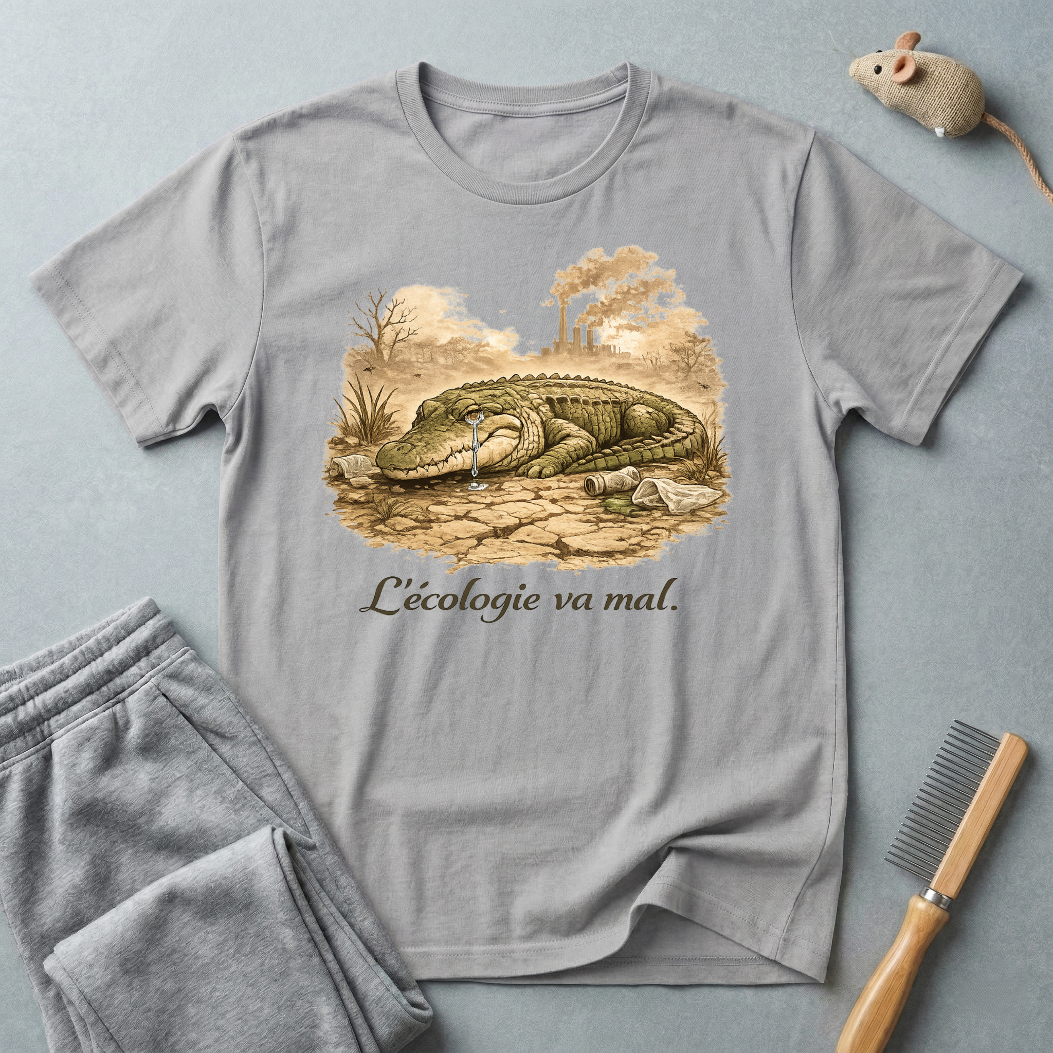 T-shirt alligator vintage — T-shirt écologique «L’écologie va mal»