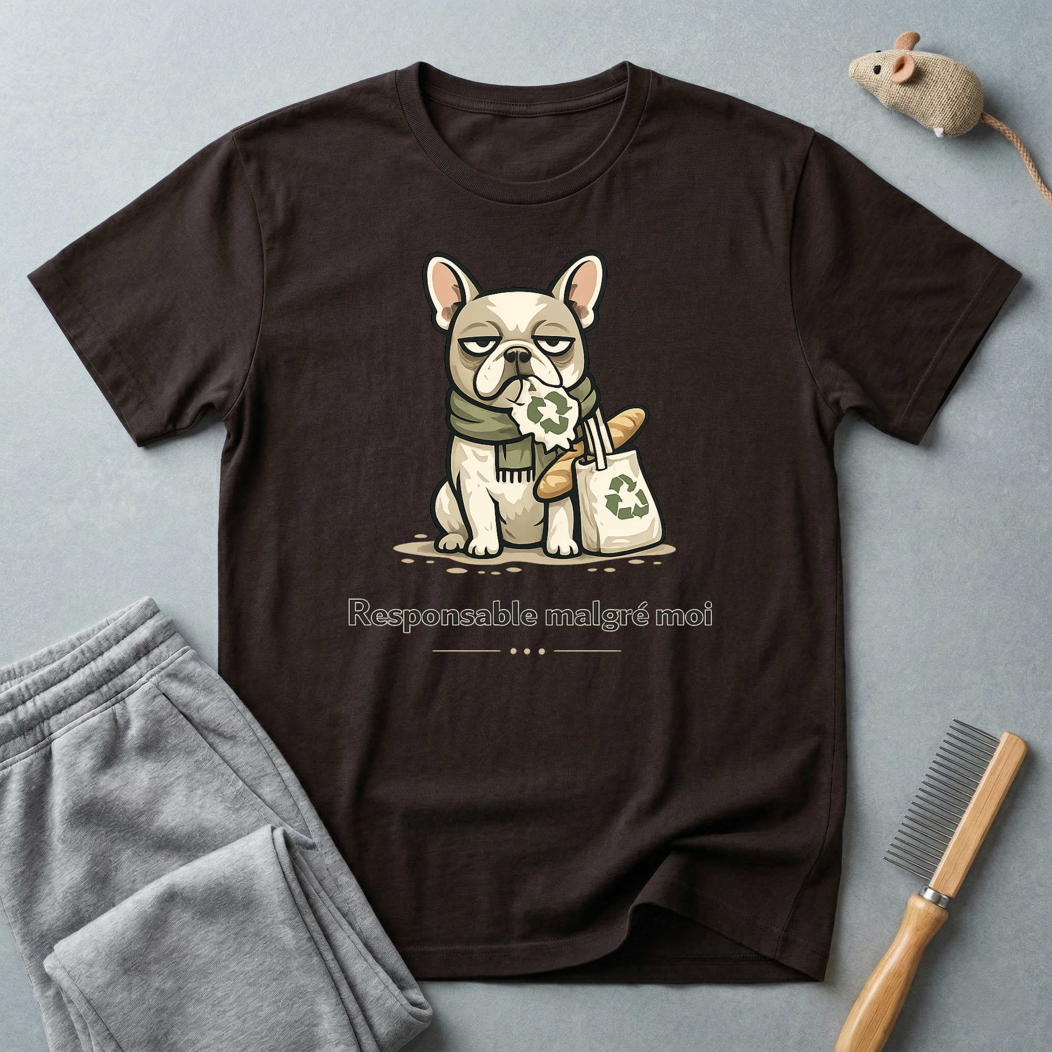 T-shirt — Graphisme mignon de bouledogue “Responsable malgré moi”