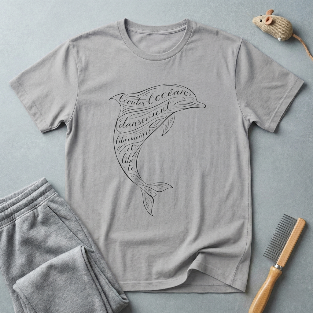 T-shirt Dauphin Calligraphie — T-shirt graphique nautique à écriture manuscrite