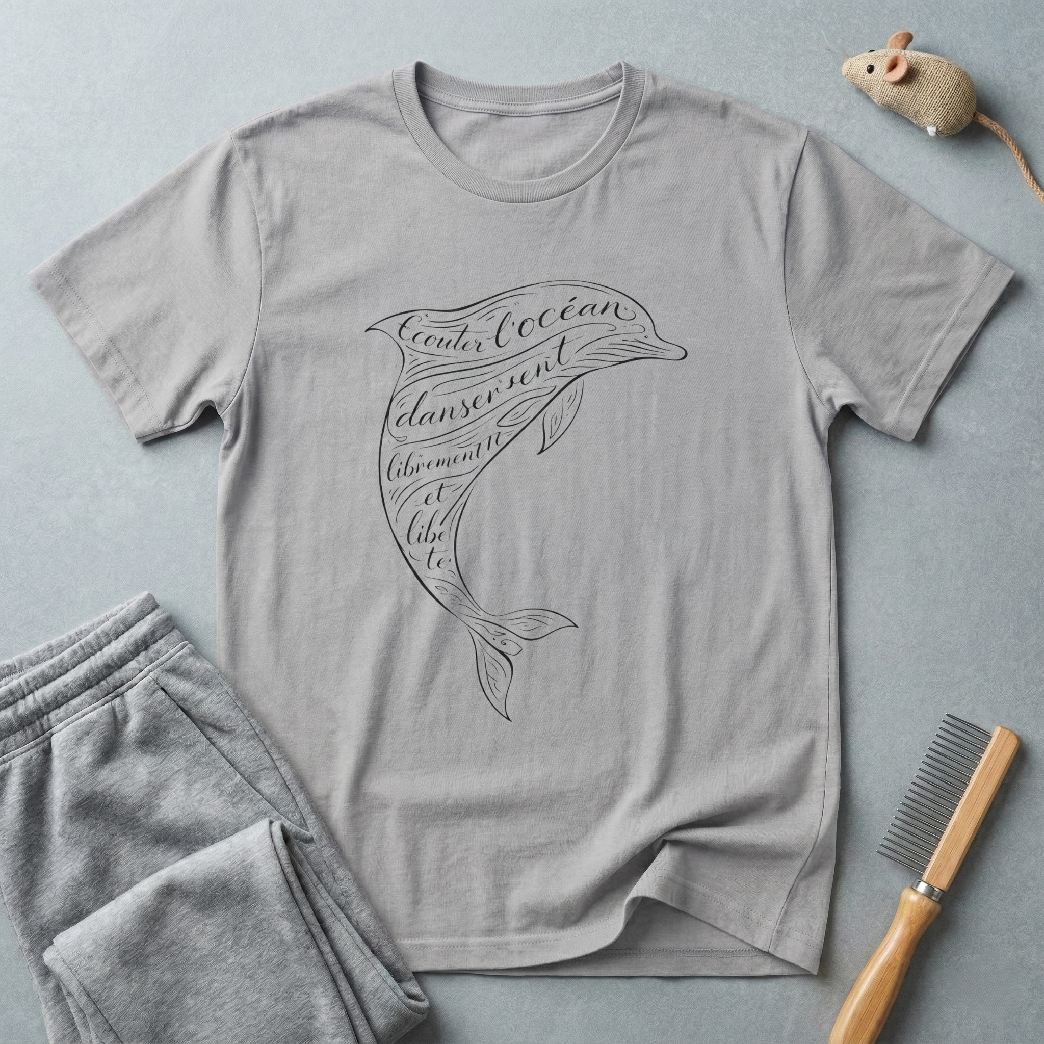 T-shirt Dauphin Calligraphie — T-shirt graphique nautique à écriture manuscrite