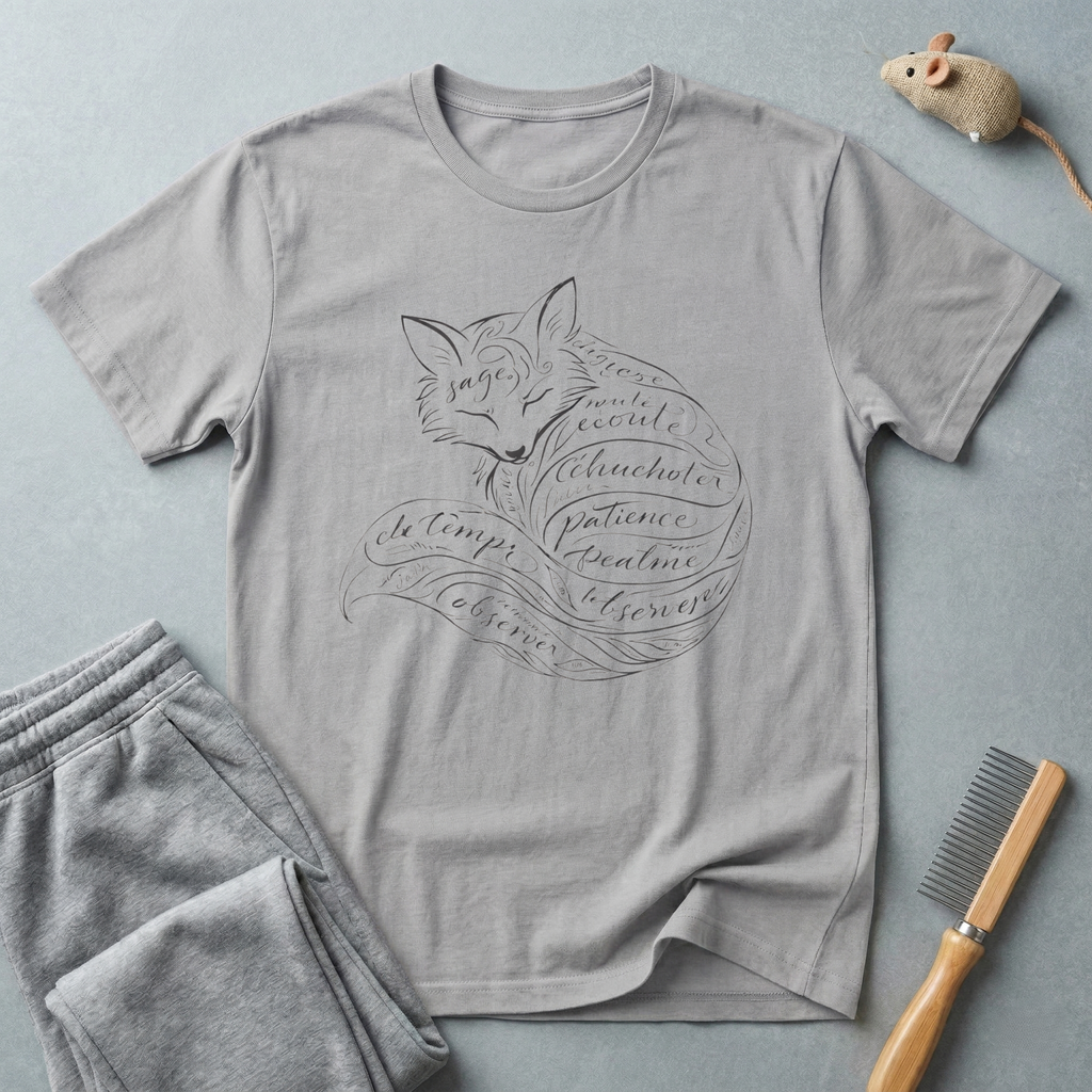 T-shirt typographique renard — Illustration de renard en écriture manuscrite avec des mots inspirants