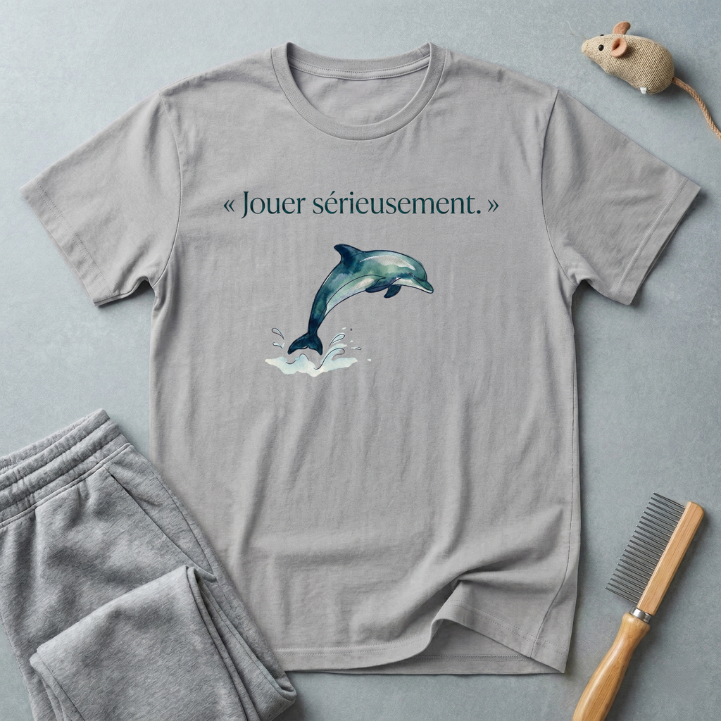 T-shirt illustration Dauphin «Jouer sérieusement»