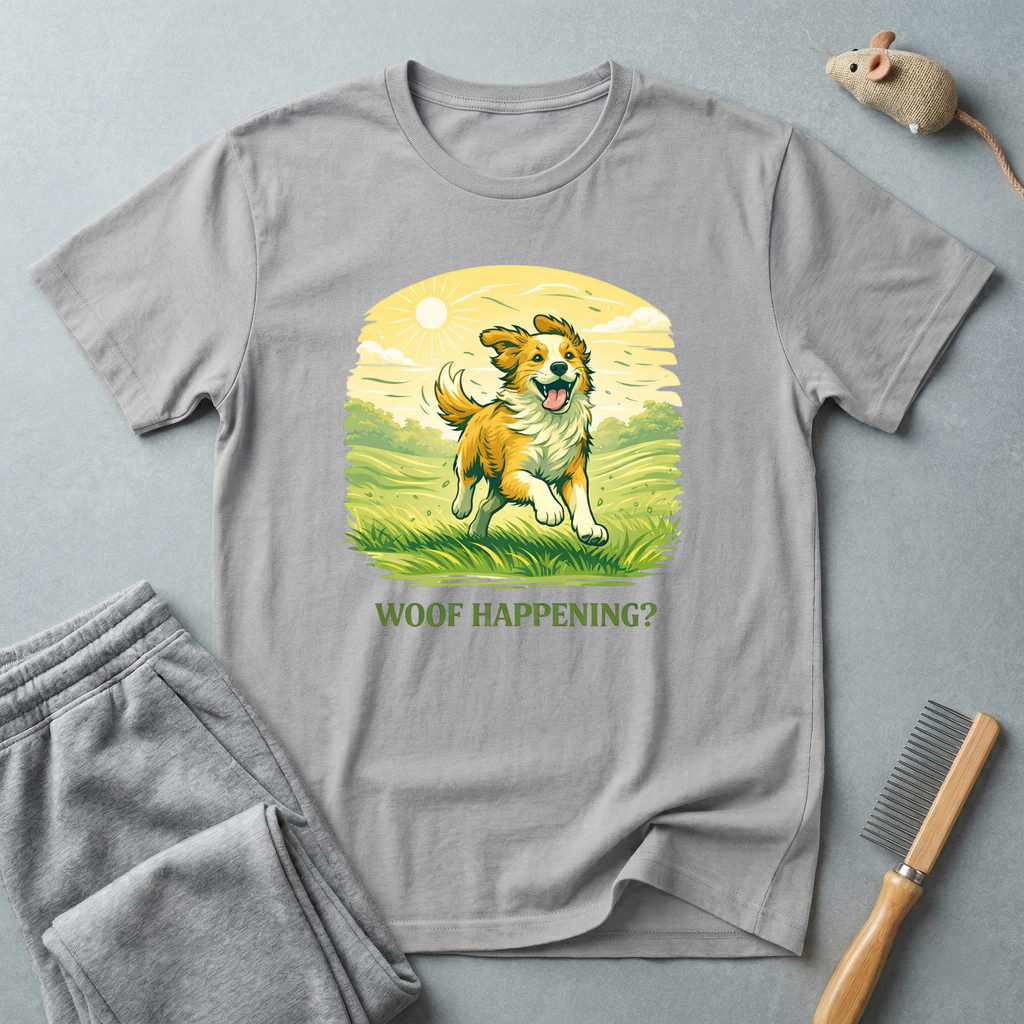 Woof Happening? Corgi T-Shirt — Cute Dog Graphic Tee for Pet Lovers