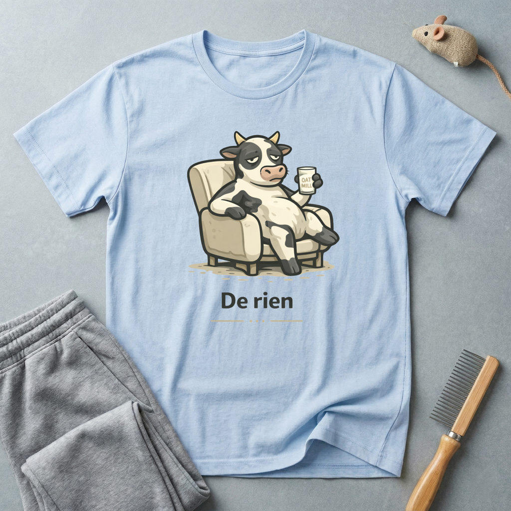 T-shirt Illustration mignonne Vache Lounge —  “De rien”