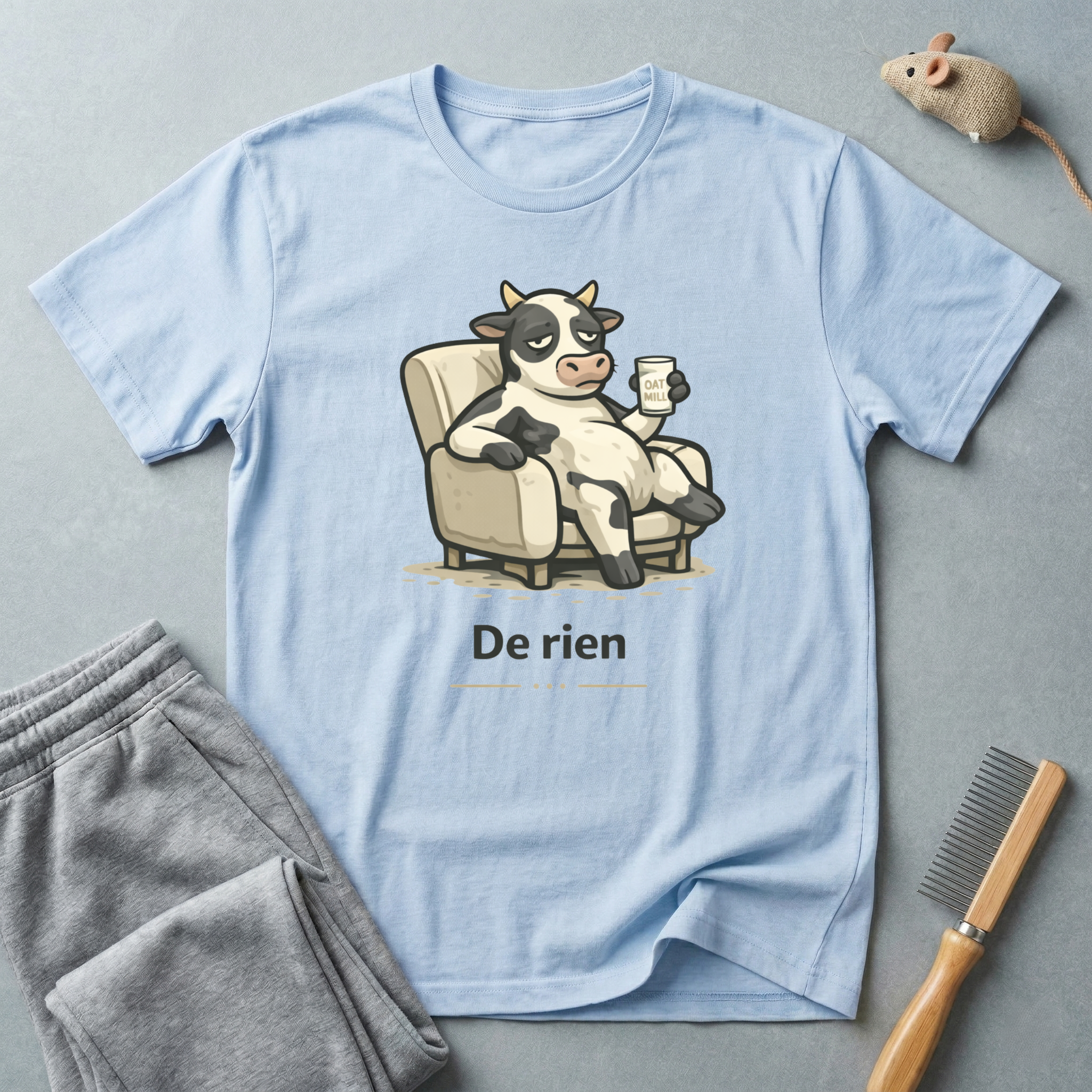 T-shirt Illustration mignonne Vache Lounge —  “De rien”