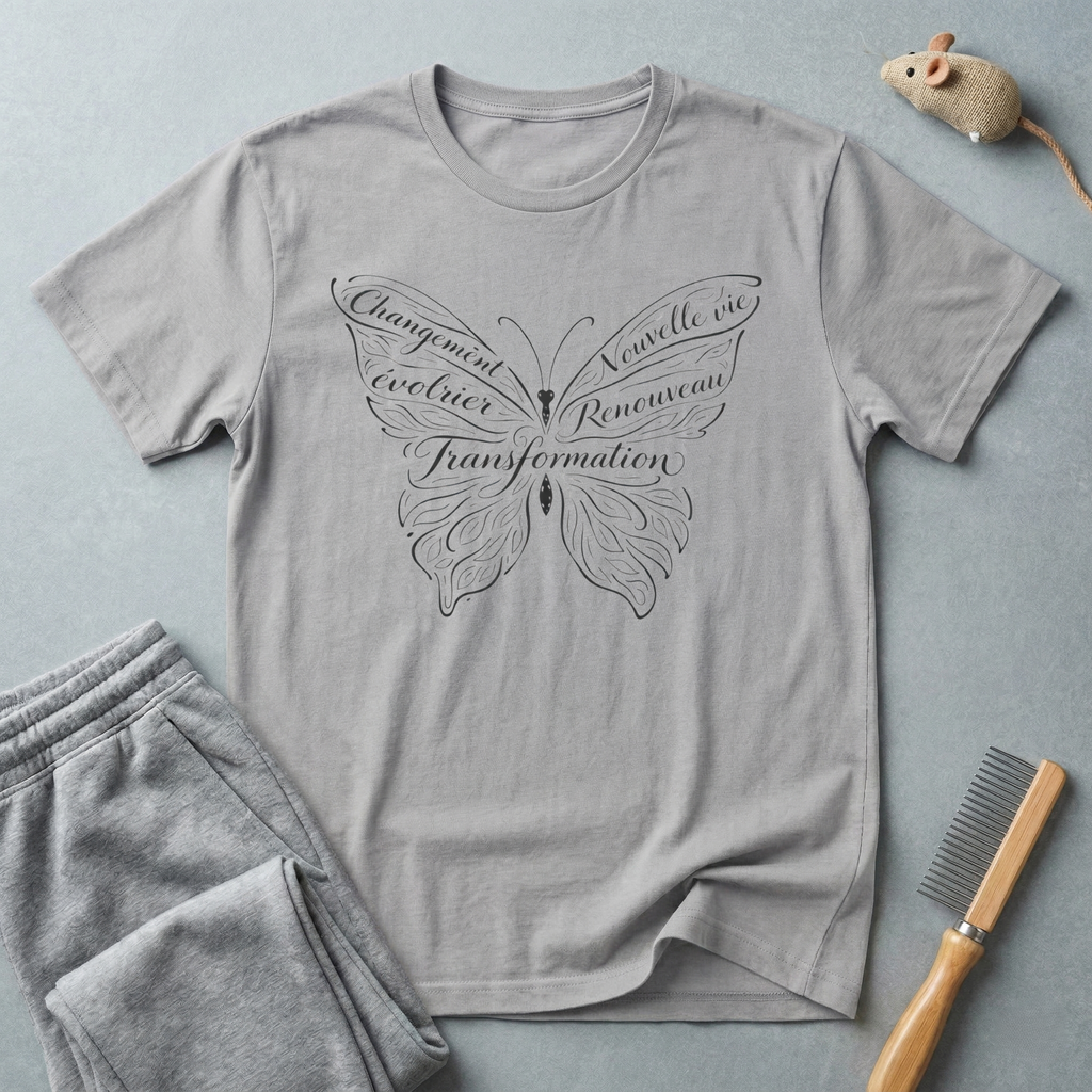 T-shirt calligraphie papillon — T-shirt inspirant avec écriture stylisée