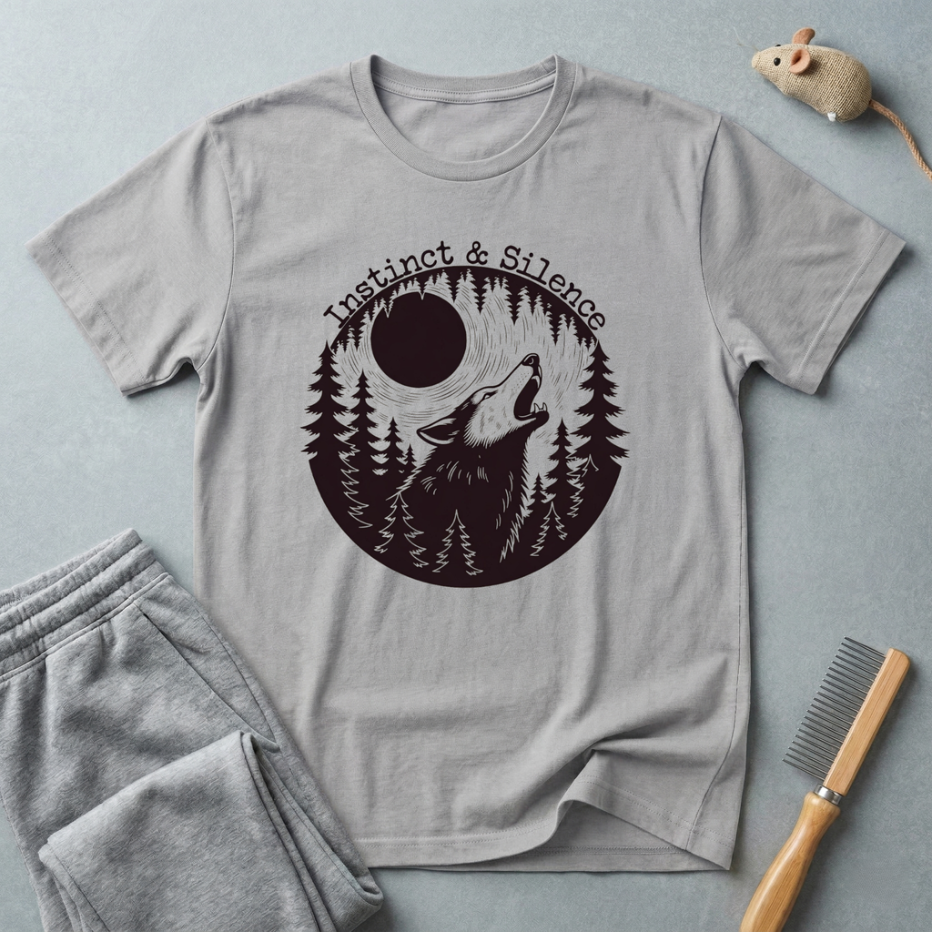 T-shirt loup hurlant — T-shirt graphique forêt et lune «Instinct & Science»