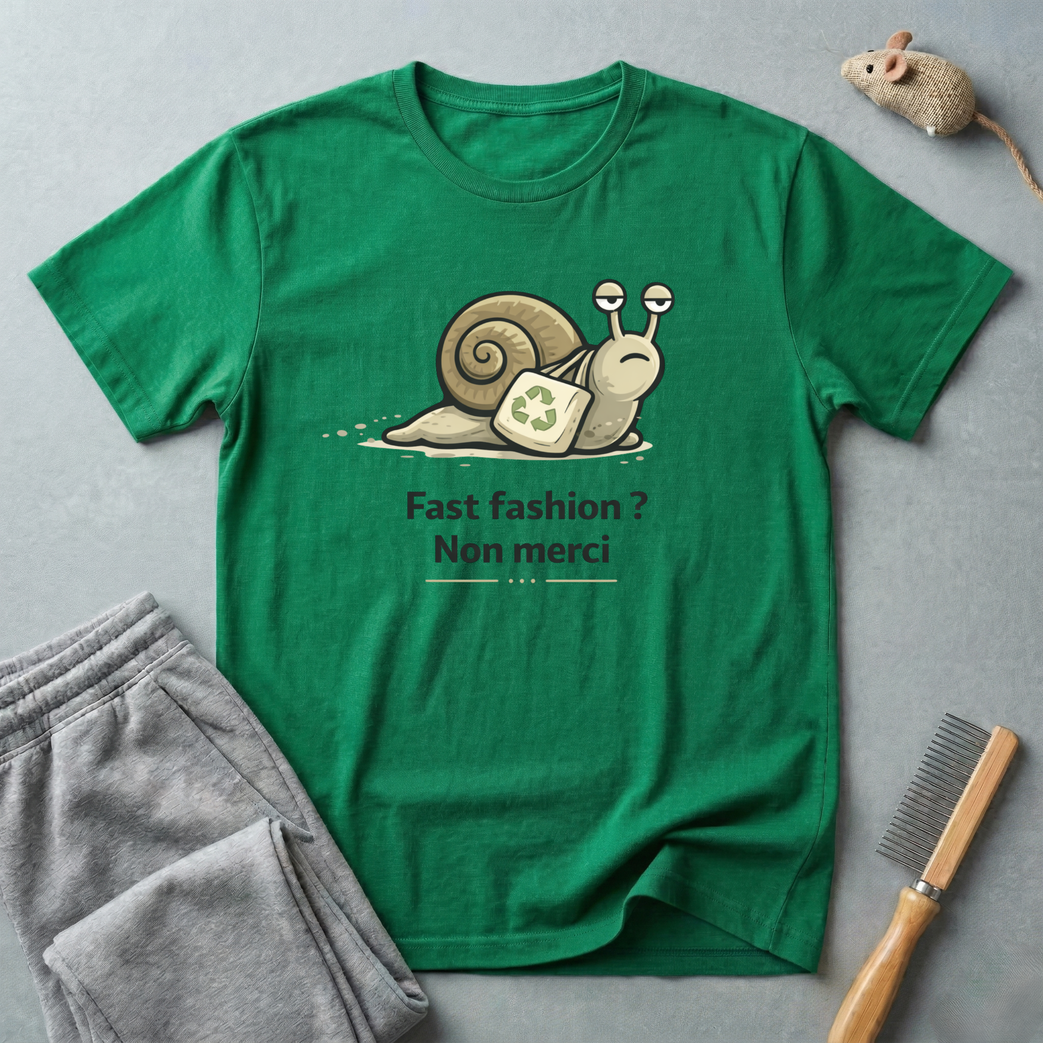 Eco Escargot T-Shirt — "Fast fashion? Non merci"