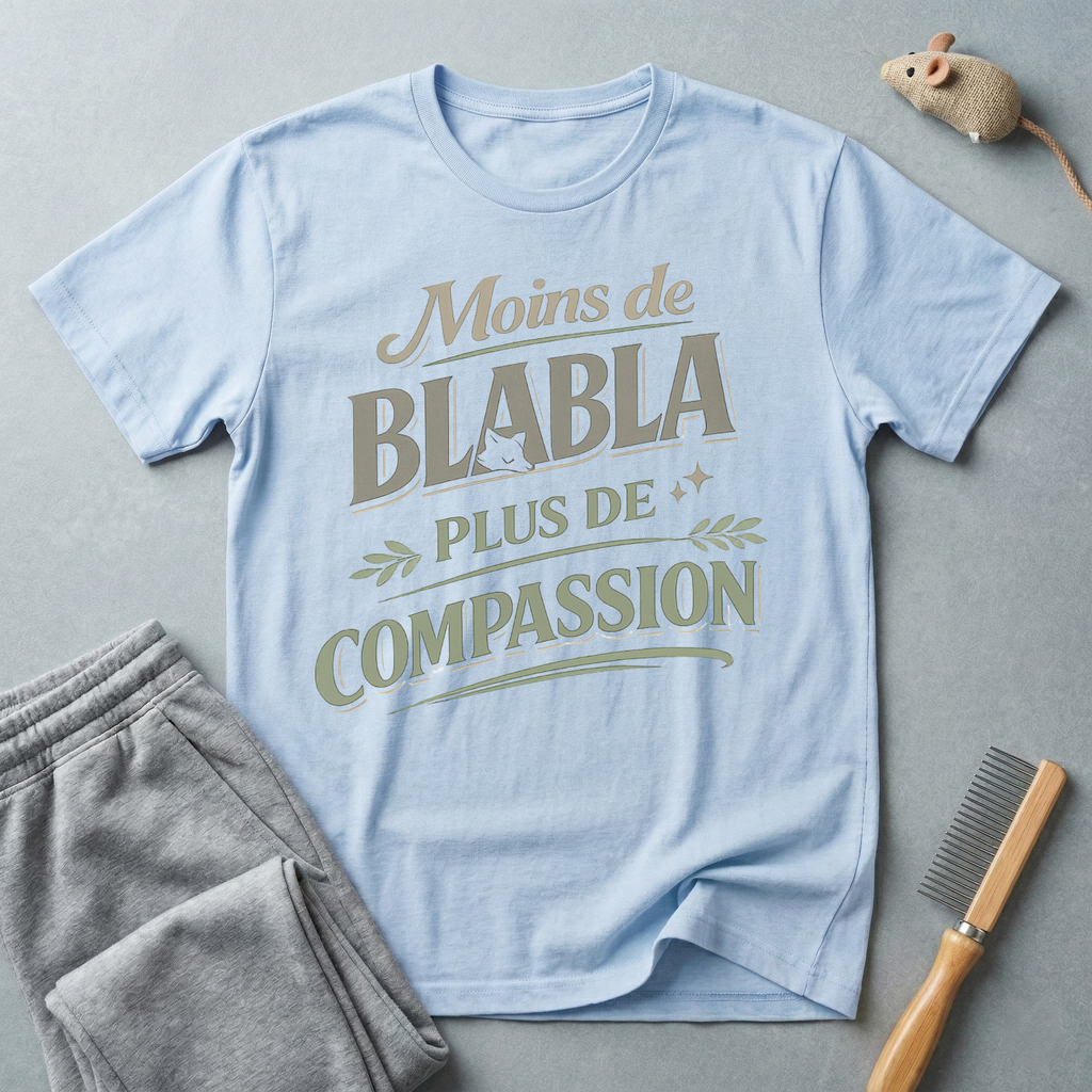 T-Shirt — "Moins de Blabla, Plus de Compassion"