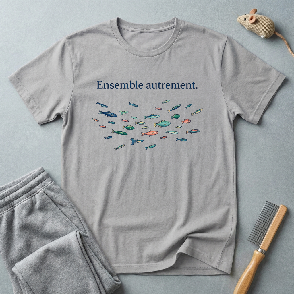 T-shirt — «Ensemble autrement.» T-shirt graphique minimaliste banc de poissons