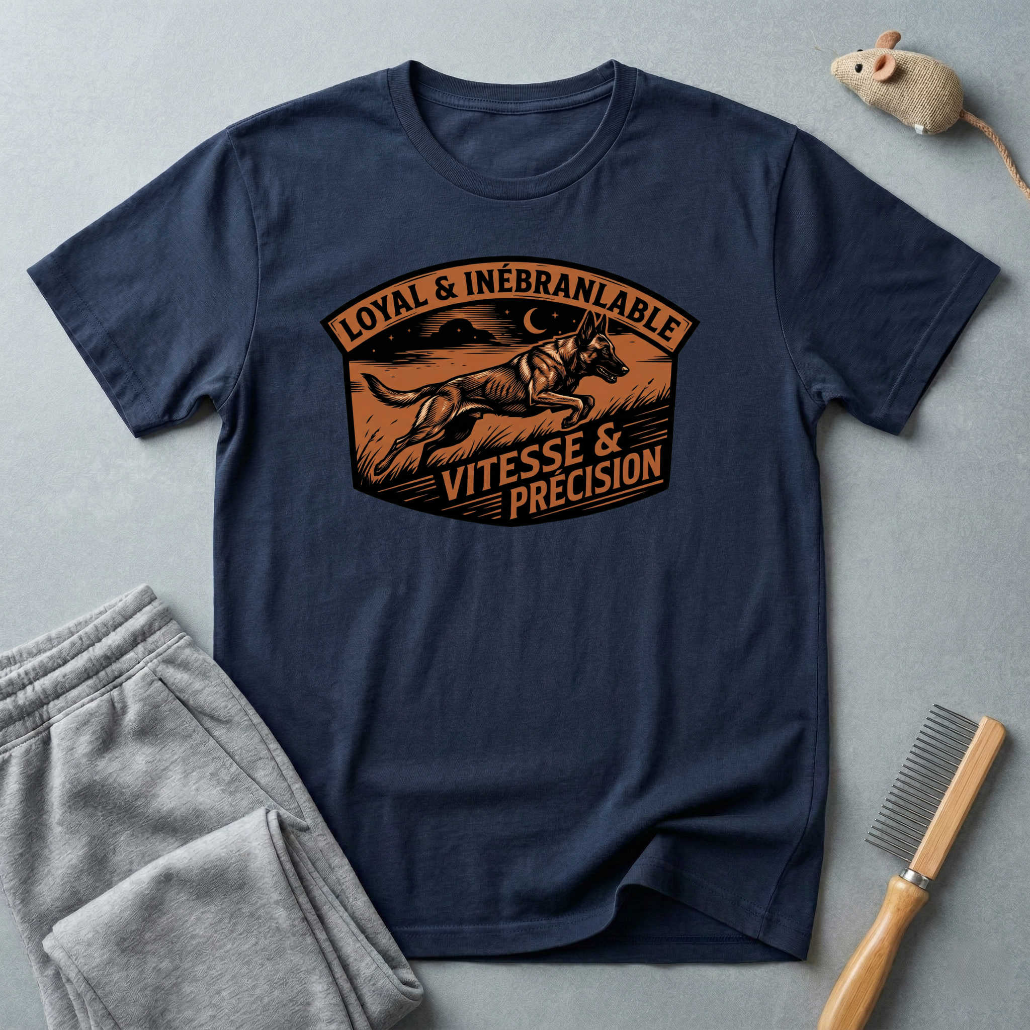 T-shirt écusson Berger allemand — «Loyal & Inébranlable / Vitesse & Précision» Blason vintage