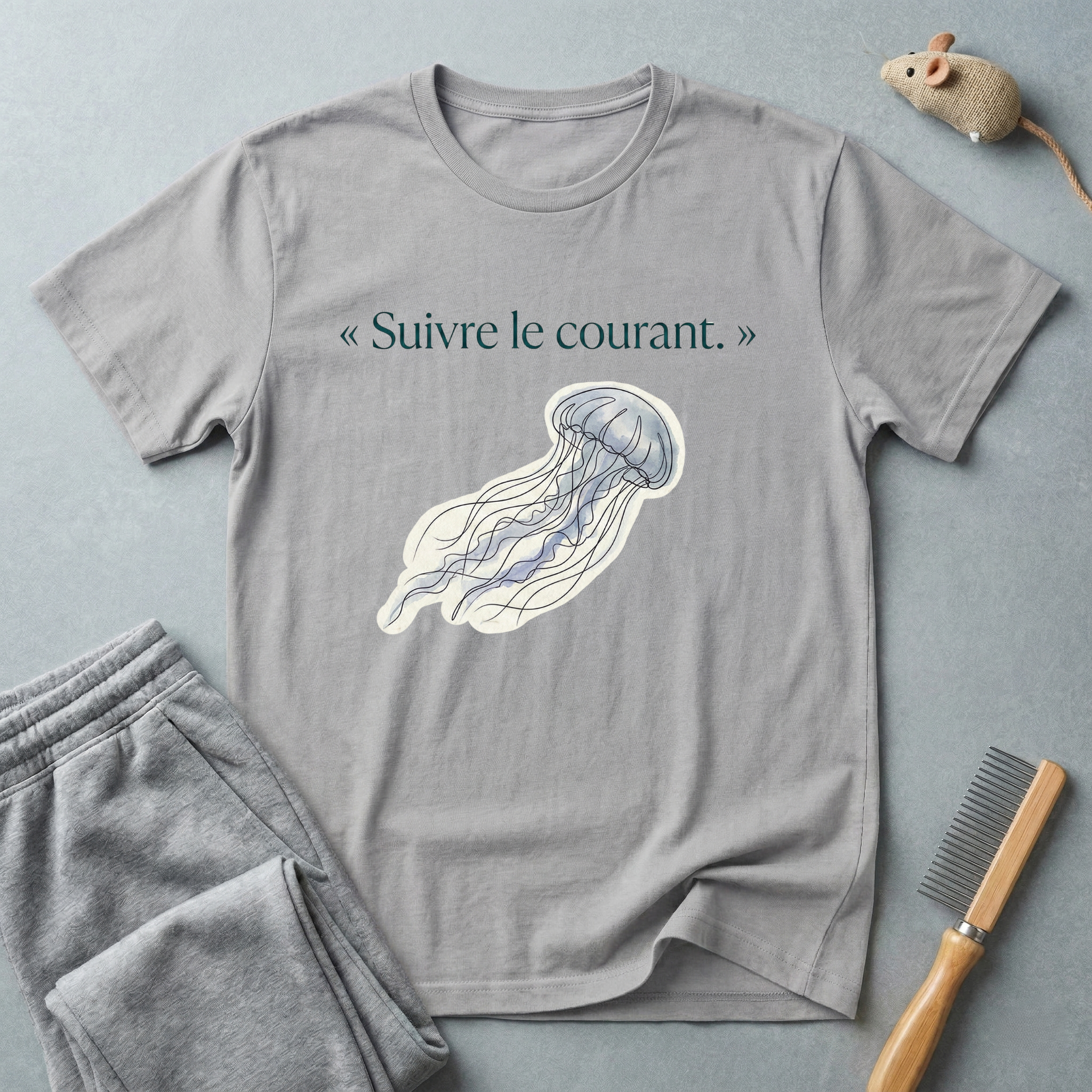 T-shirt Méduse — «Suivre le courant.»
