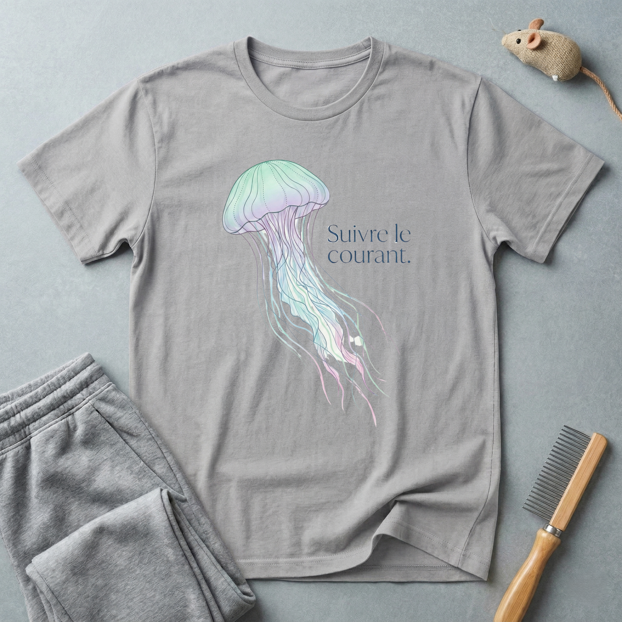 T-shirt méduse aquarelle — «Suivre le courant»