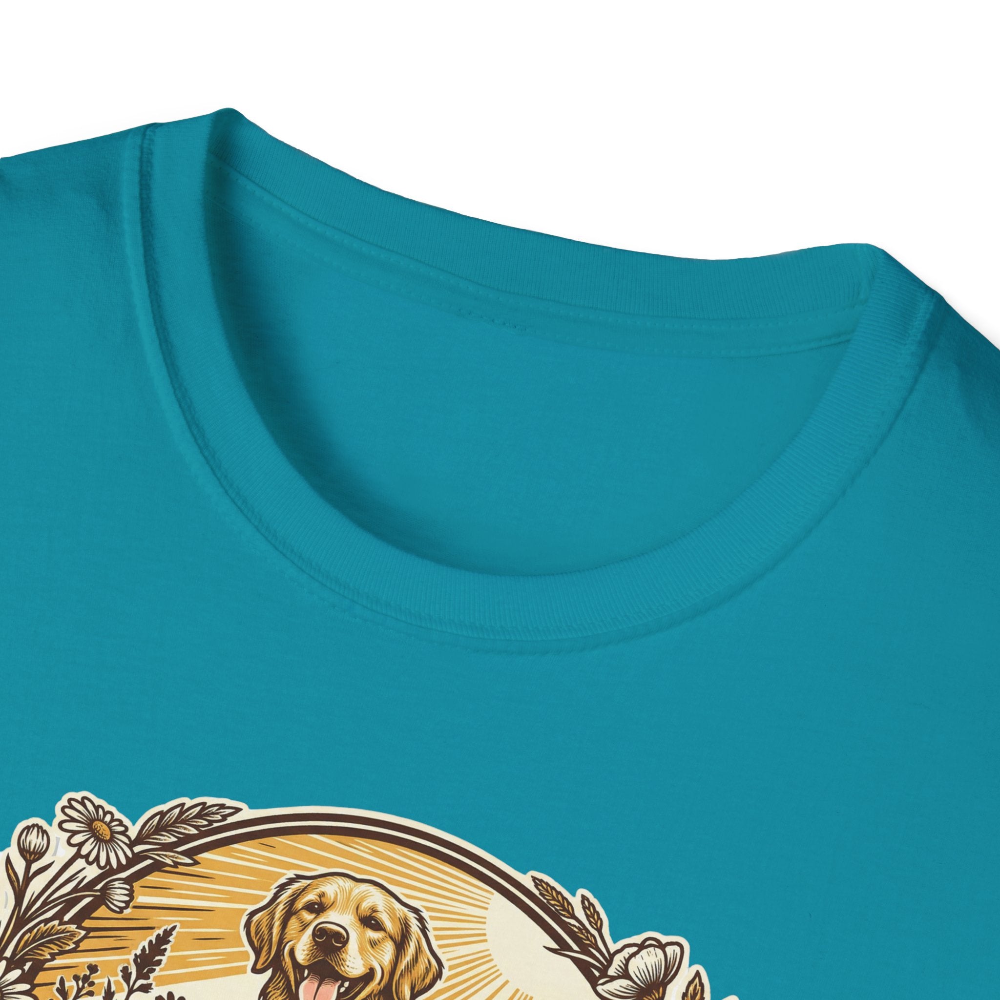 T-shirt Golden Retriever floral — T-shirt graphique chien vintage «Douceur & Lumière»