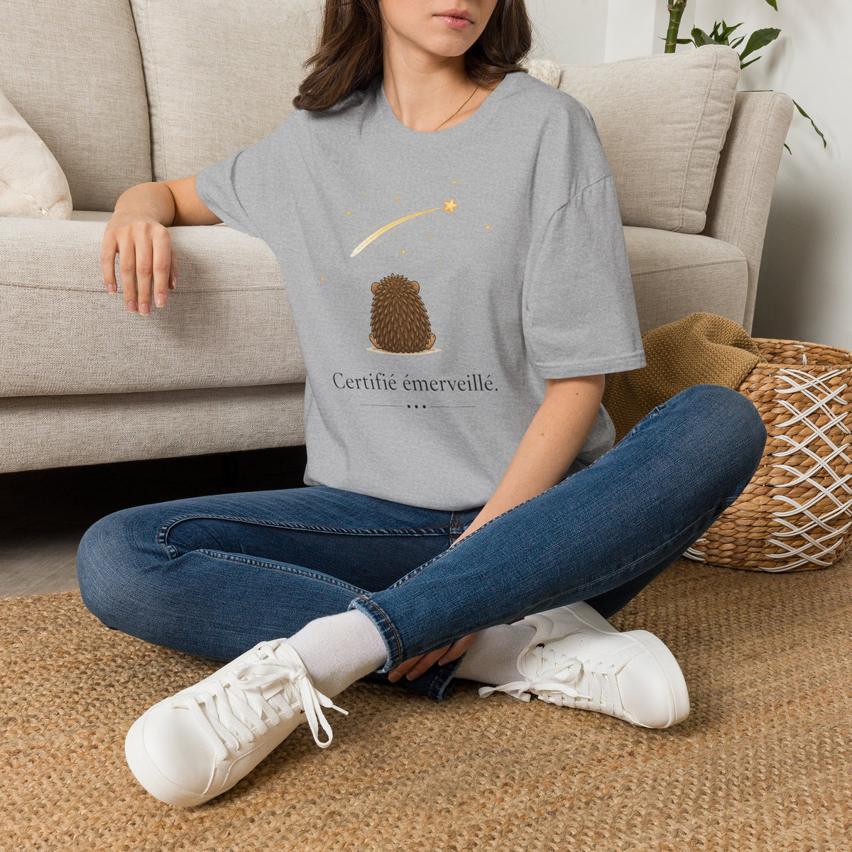 T-shirt Hérisson et étoile filante — Adorable illustration « Étoile émerveille »