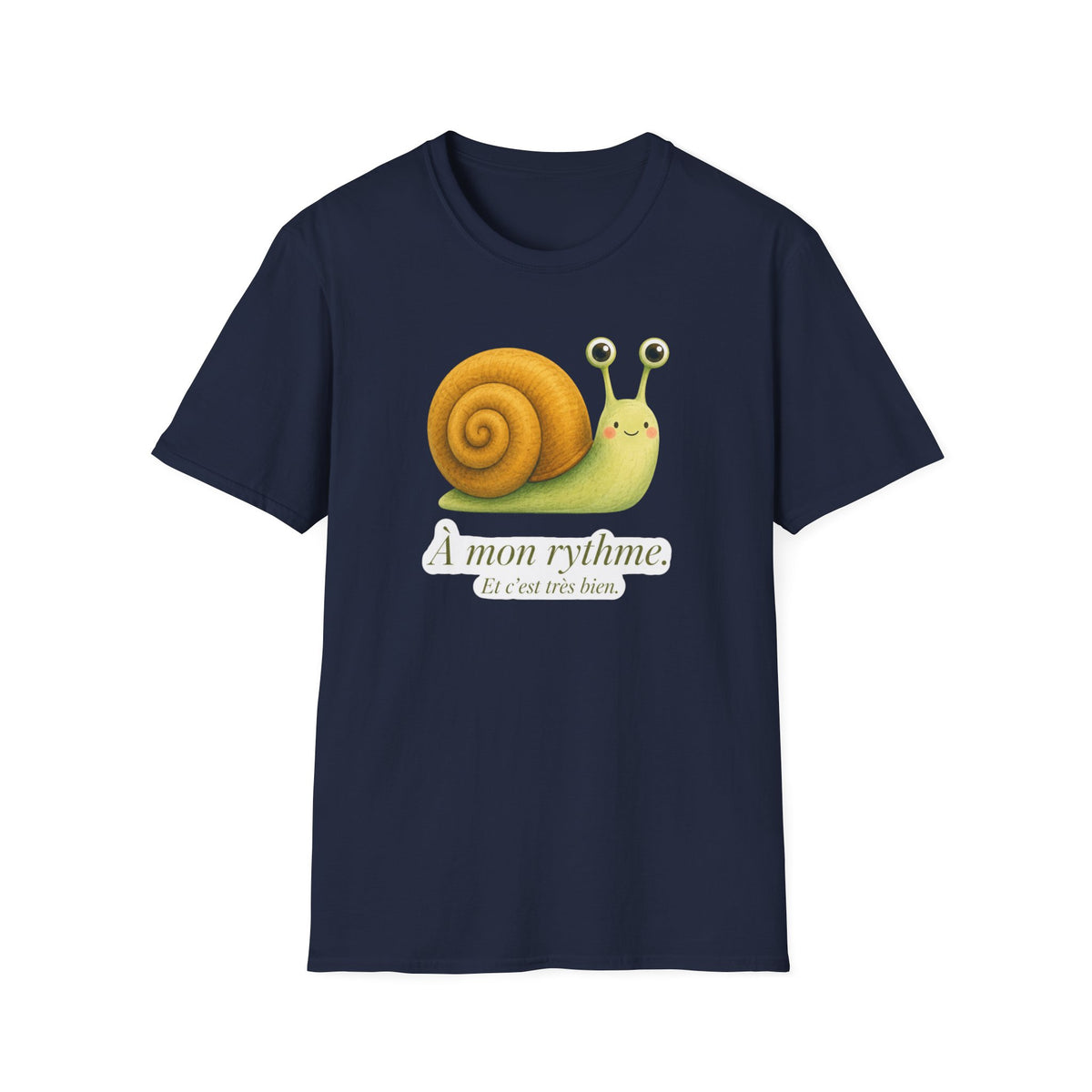 T-shirt illustré avec escargot — « À mon rythme. » — Adorable T-shirt « slow living »