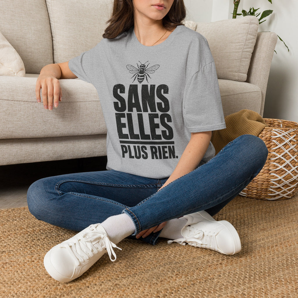 T-shirt — « Sans elles, plus rien » — Illustration graphique d’abeilles