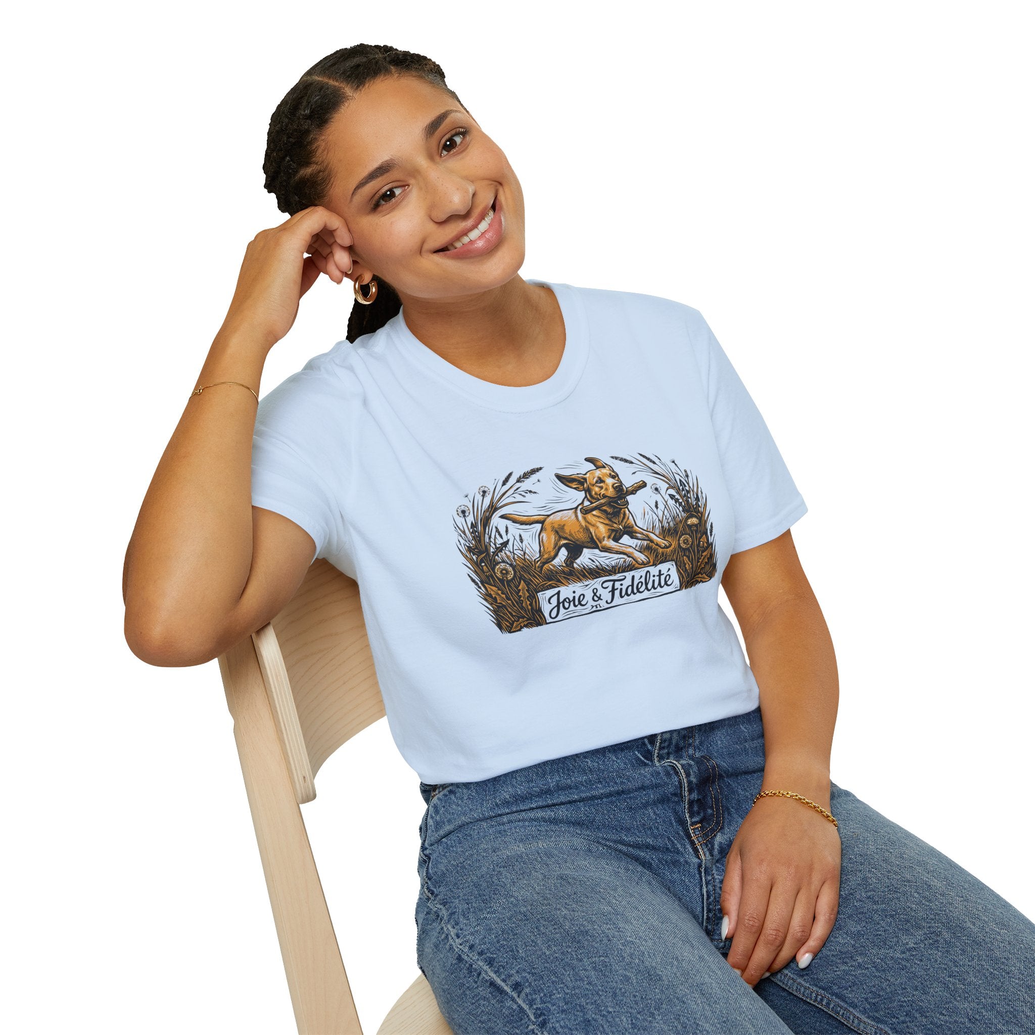 T-shirt de sauvetage canin — T-shirt illustration chien vintage «Joie & Fidélité»