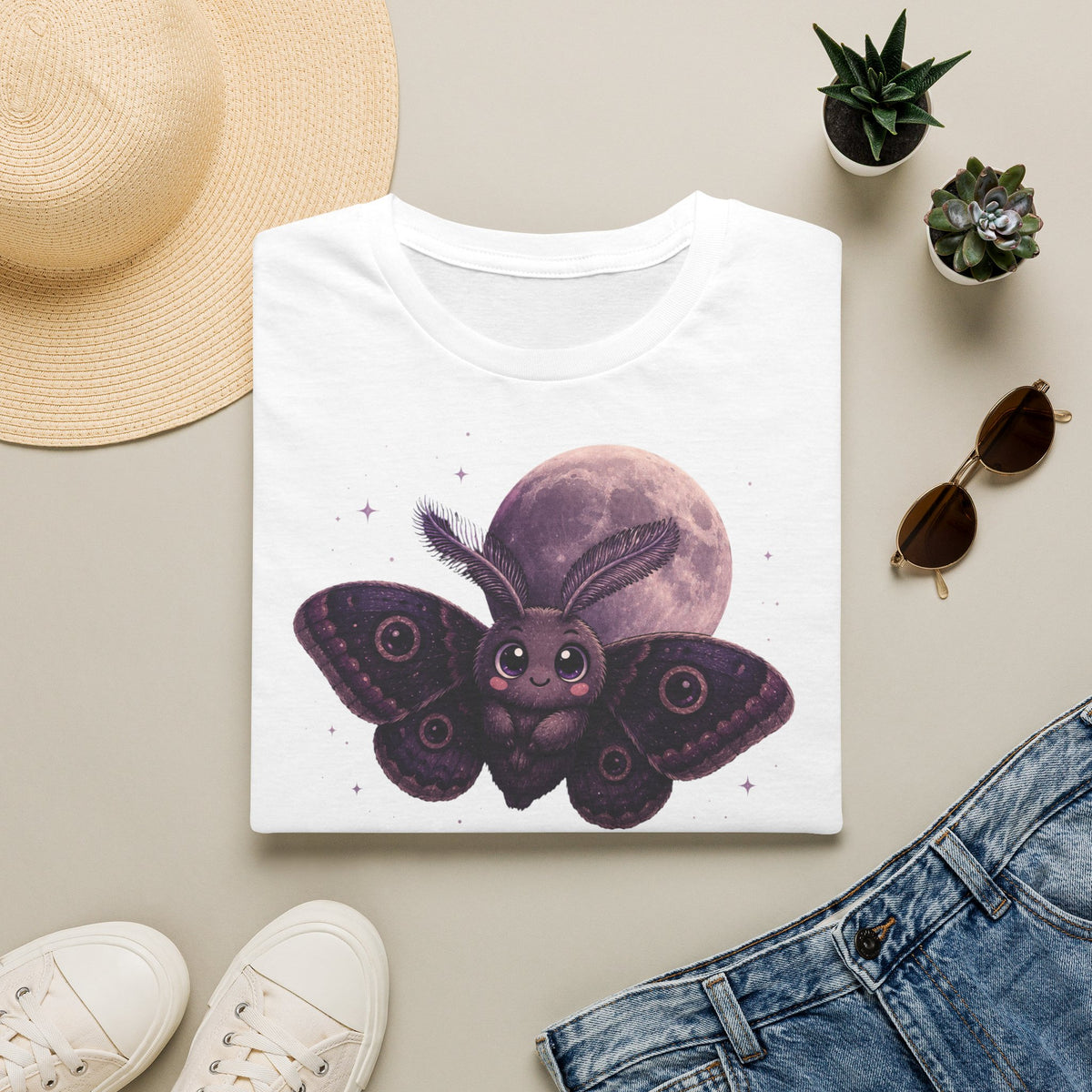 T-shirt avec papillon de nuit et lune — « La Lune » — T-shirt graphique