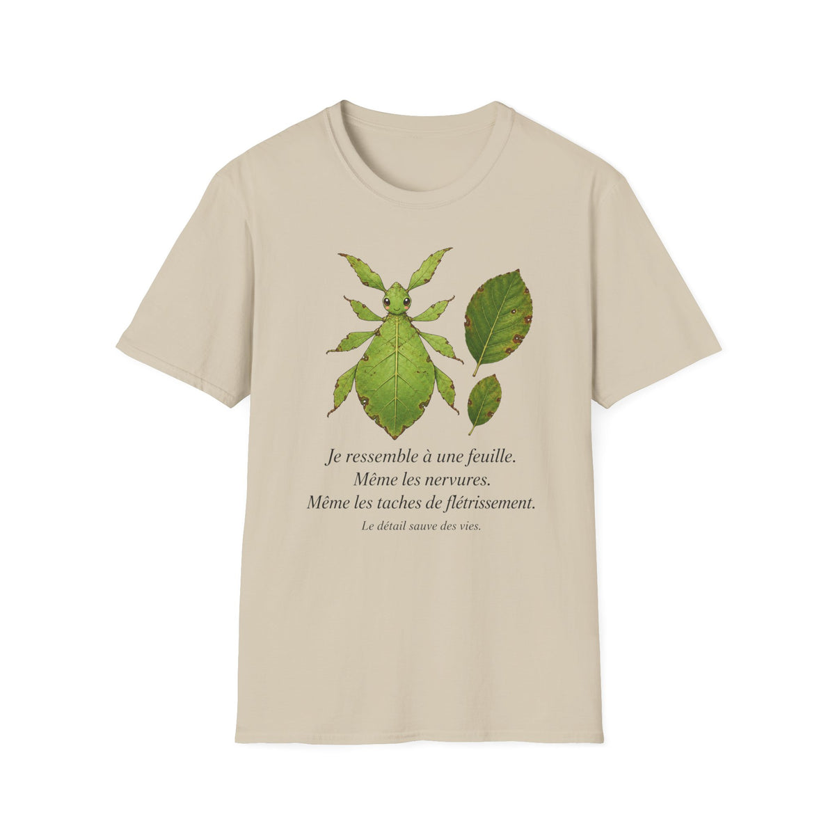 T-shirt Insecte-feuille — Illustration botanique d’un phasme