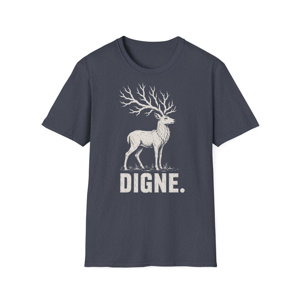 T-shirt illustré avec cerf — « DIGNE. » — T-shirt graphique inspiré de la nature