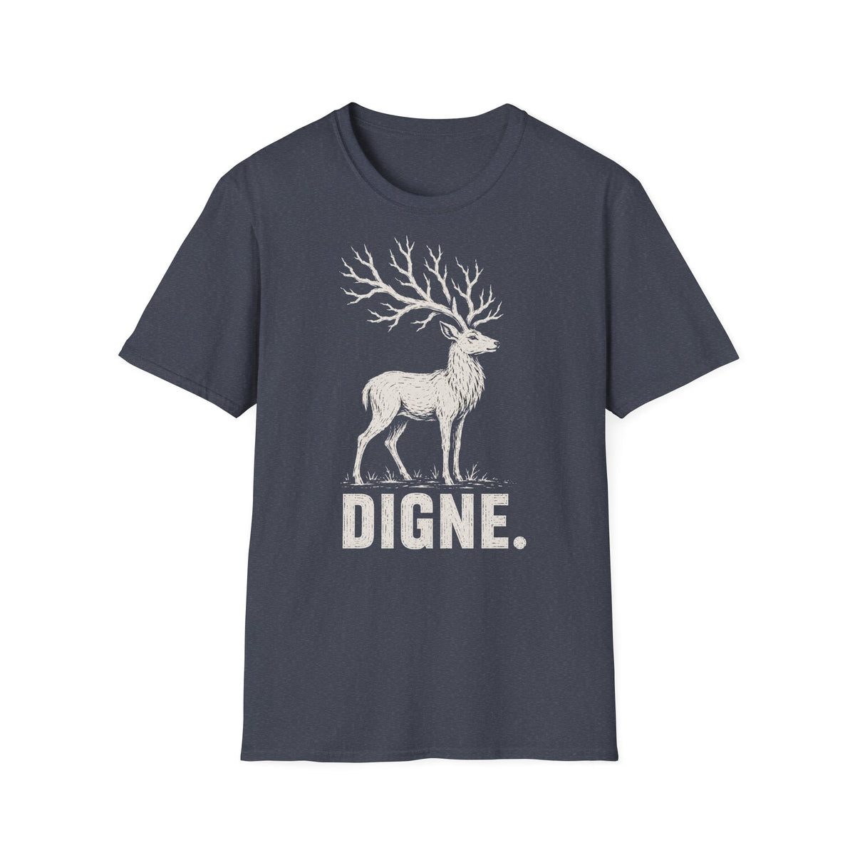 T-shirt illustré avec cerf — « DIGNE. » — T-shirt graphique inspiré de la nature