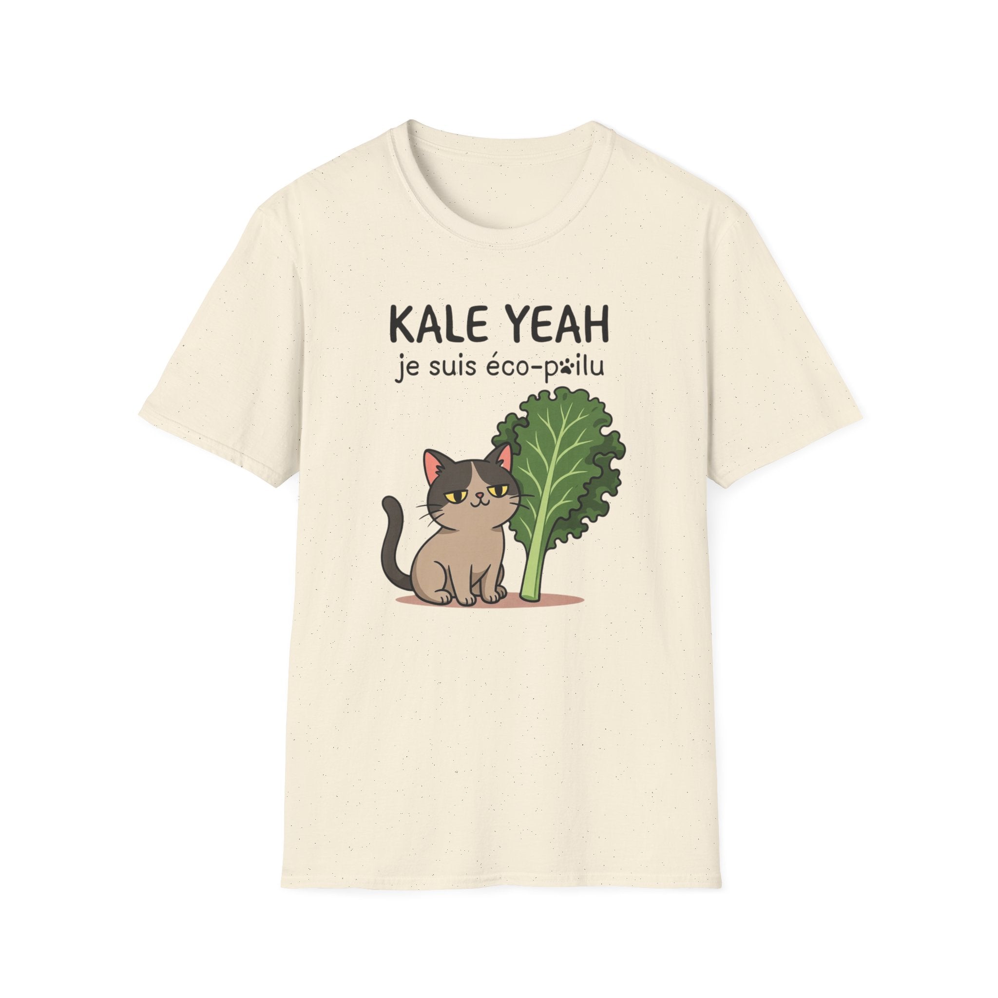 Kale Yeah Cat T-Shirt – Cute Vegan/eco-friendly Graphic Tee ("je suis éco-pailu")