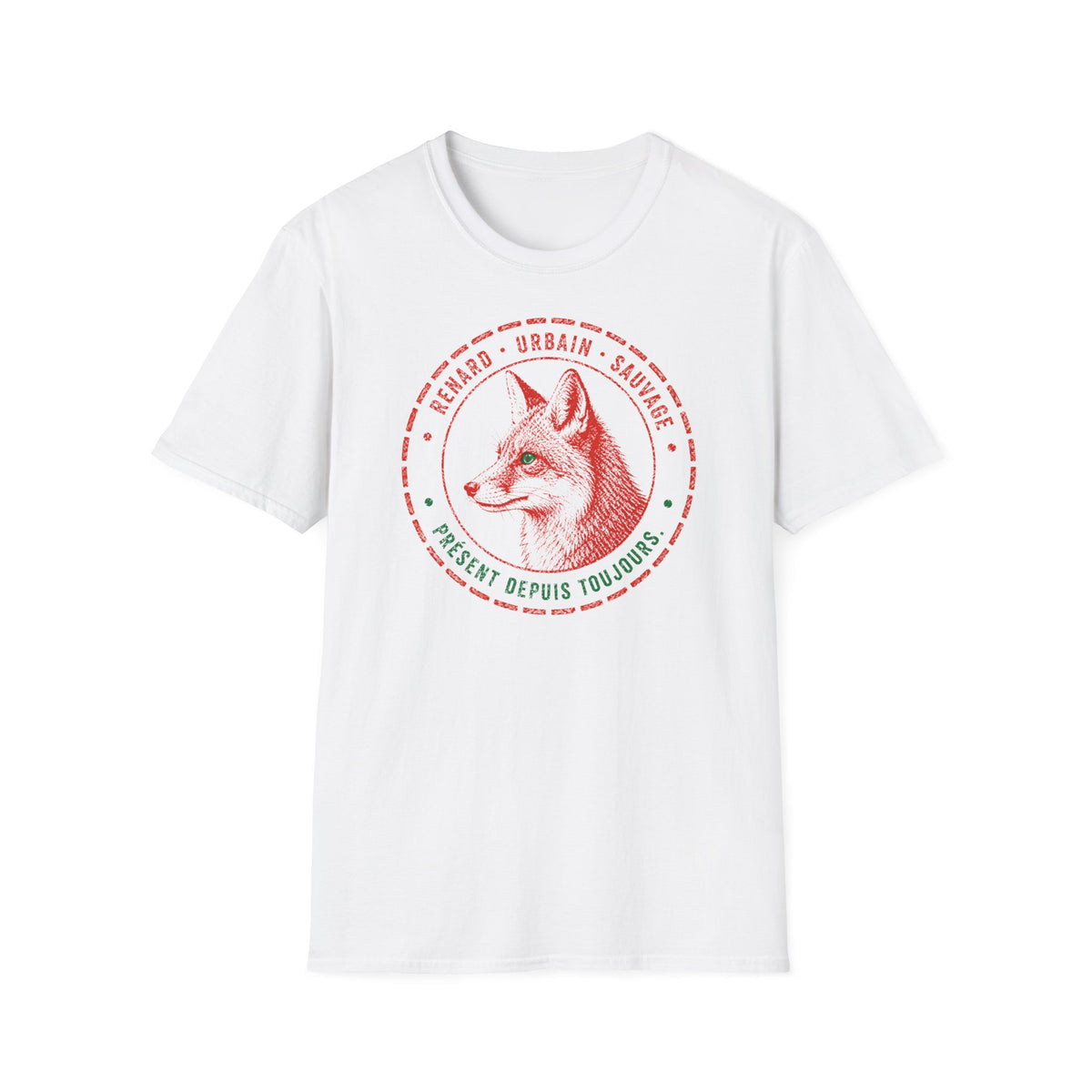 T-shirt Renard vintage avec écusson — « Renard urbain sauvage » — T-shirt rétro sur le thème de la faune sauvage