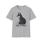 T-shirt illustré avec renard — « Libre et malin » — T-shirt graphique