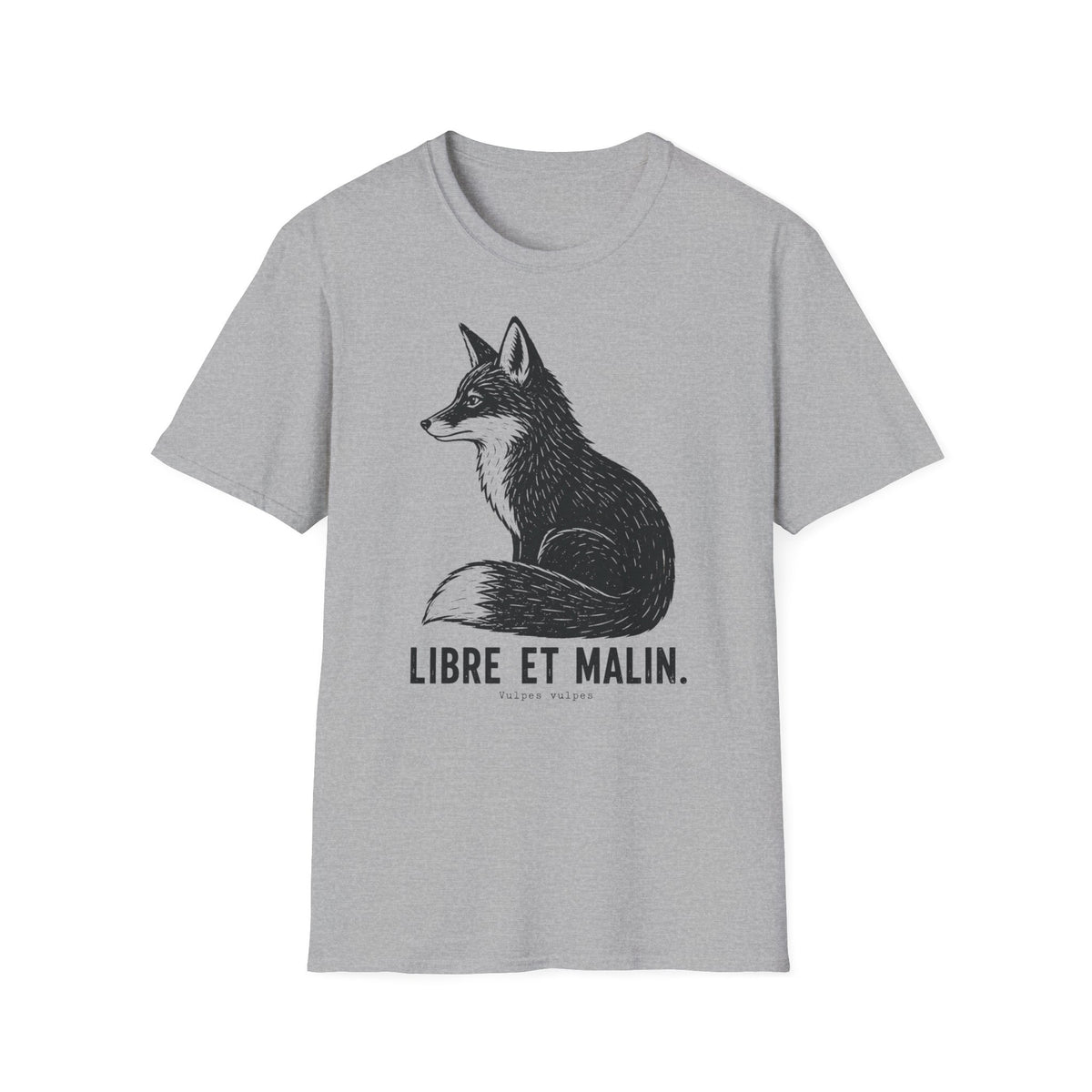 T-shirt illustré avec renard — « Libre et malin » — T-shirt graphique