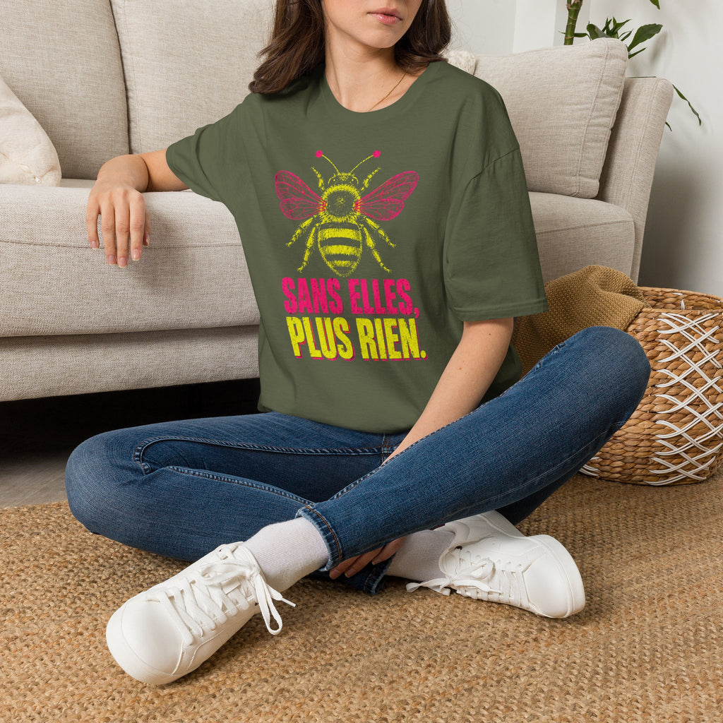 T-shirt graphique Abeille — « Sans elles, plus rien. » — T-shirt féministe en hommage aux pollinisatrices
