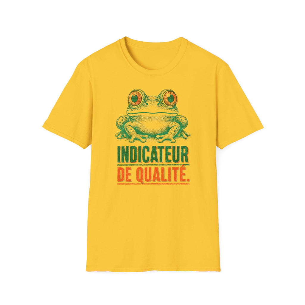 T-shirt illustré avec grenouille — « Indicateur de qualité »