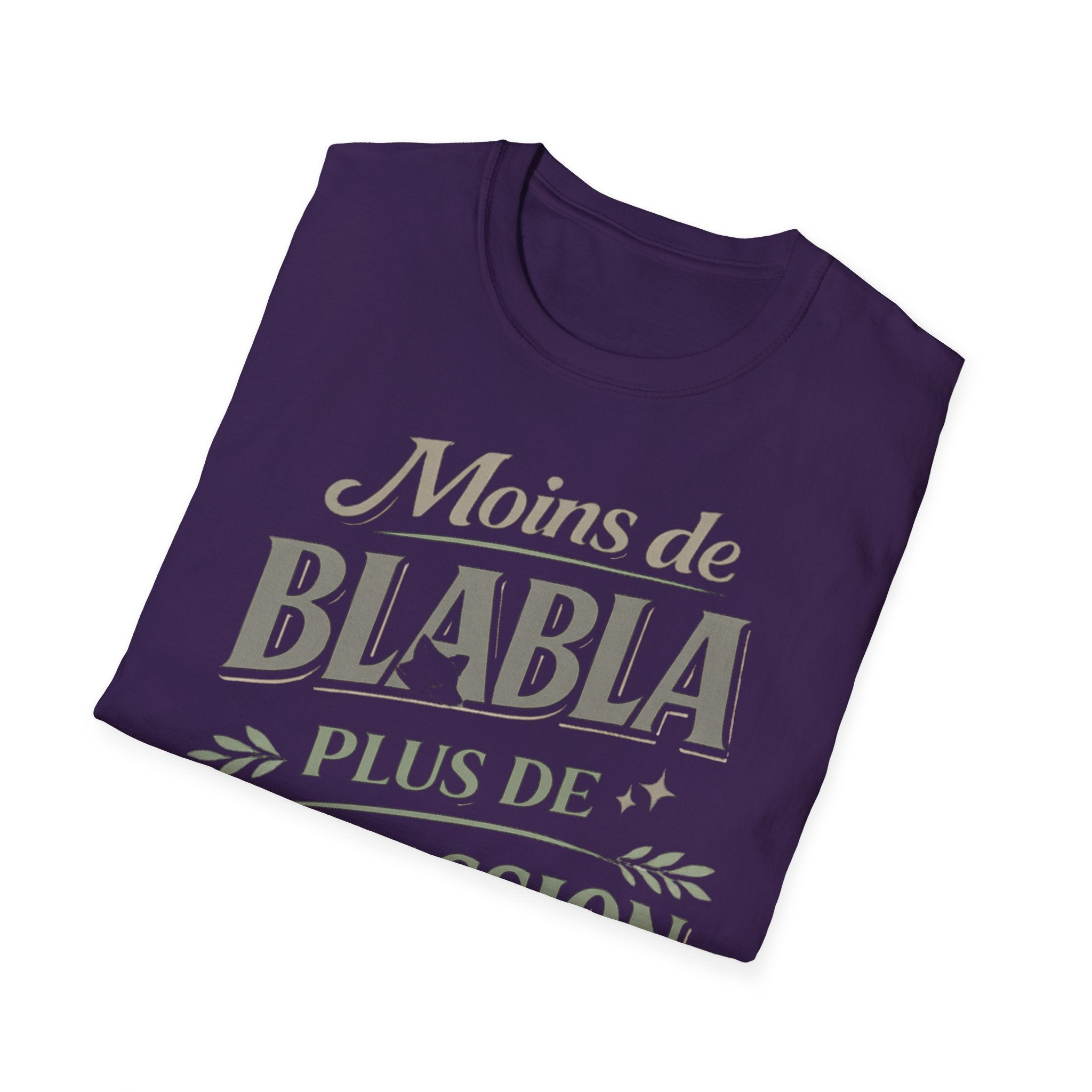 T-Shirt — "Moins de Blabla, Plus de Compassion" French Typography Tee