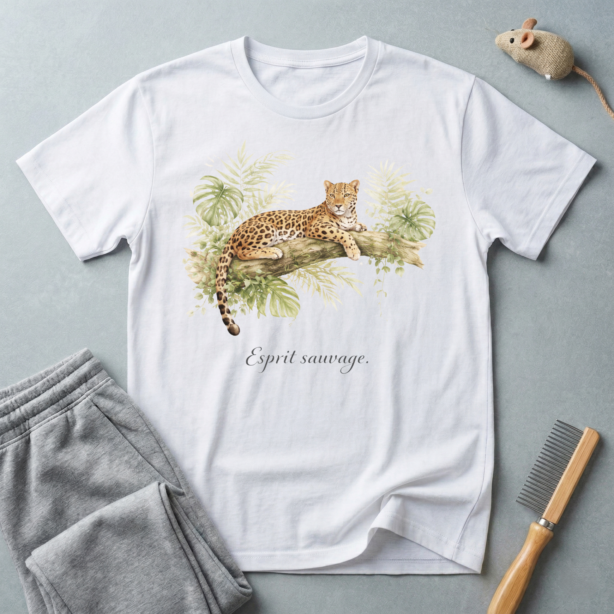 T-shirt botanique Léopard — T-shirt graphique nature «Esprit Sauvage»