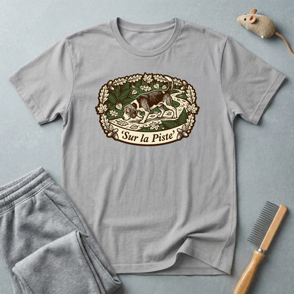 T-shirt — Graphique vintage nature lapin «Sur la piste»