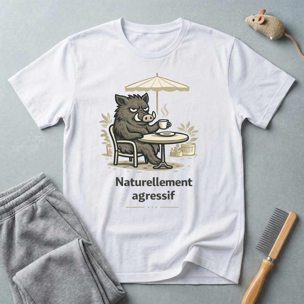T-shirt café Sanglier — "Naturellement agressif"
