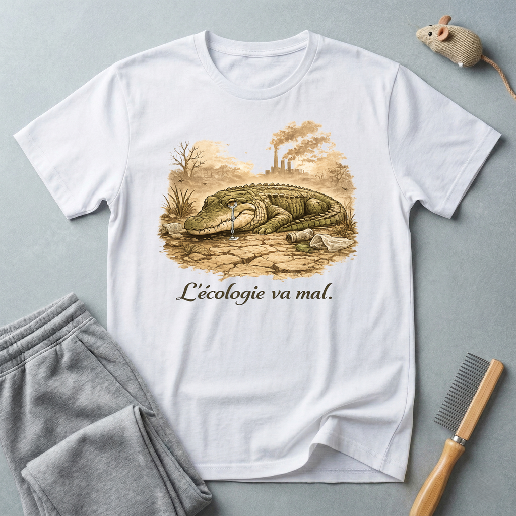 T-shirt alligator vintage — T-shirt écologique «L’écologie va mal»