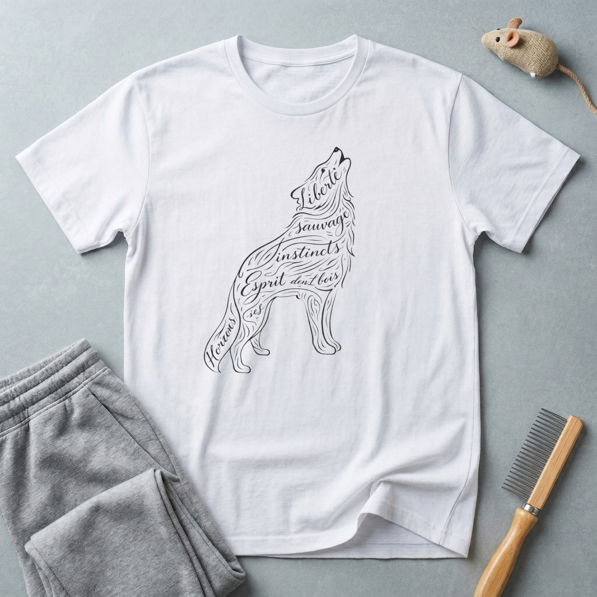 T-shirt Loup calligraphie