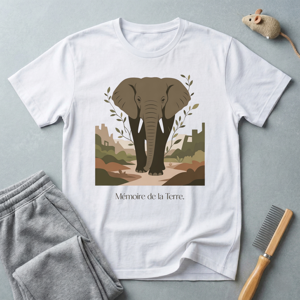 T-shirt graphique éléphant « Mémoire de la Terre » — Esprit safari