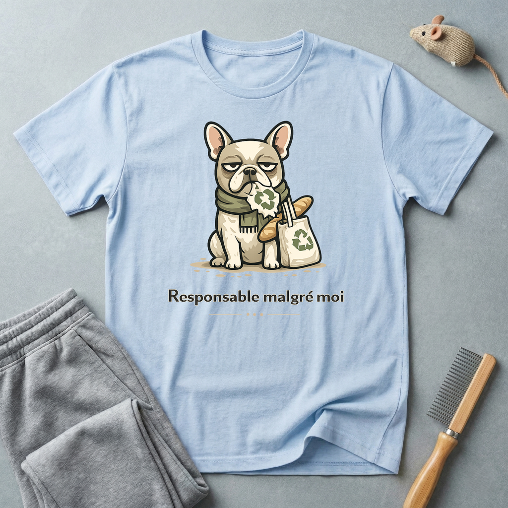 T-shirt — Graphisme mignon de bouledogue “Responsable malgré moi”