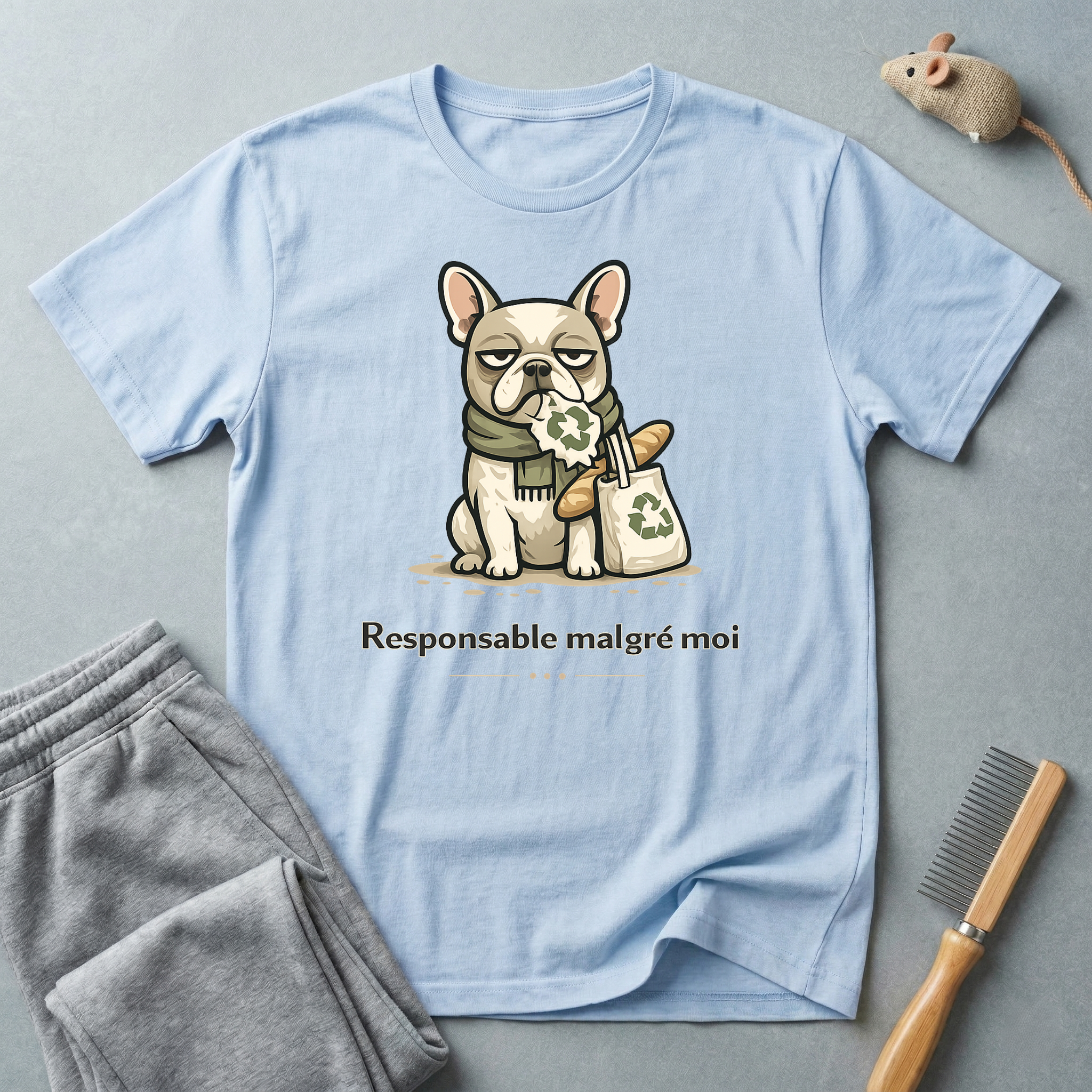 T-shirt — Graphisme mignon de bouledogue “Responsable malgré moi”