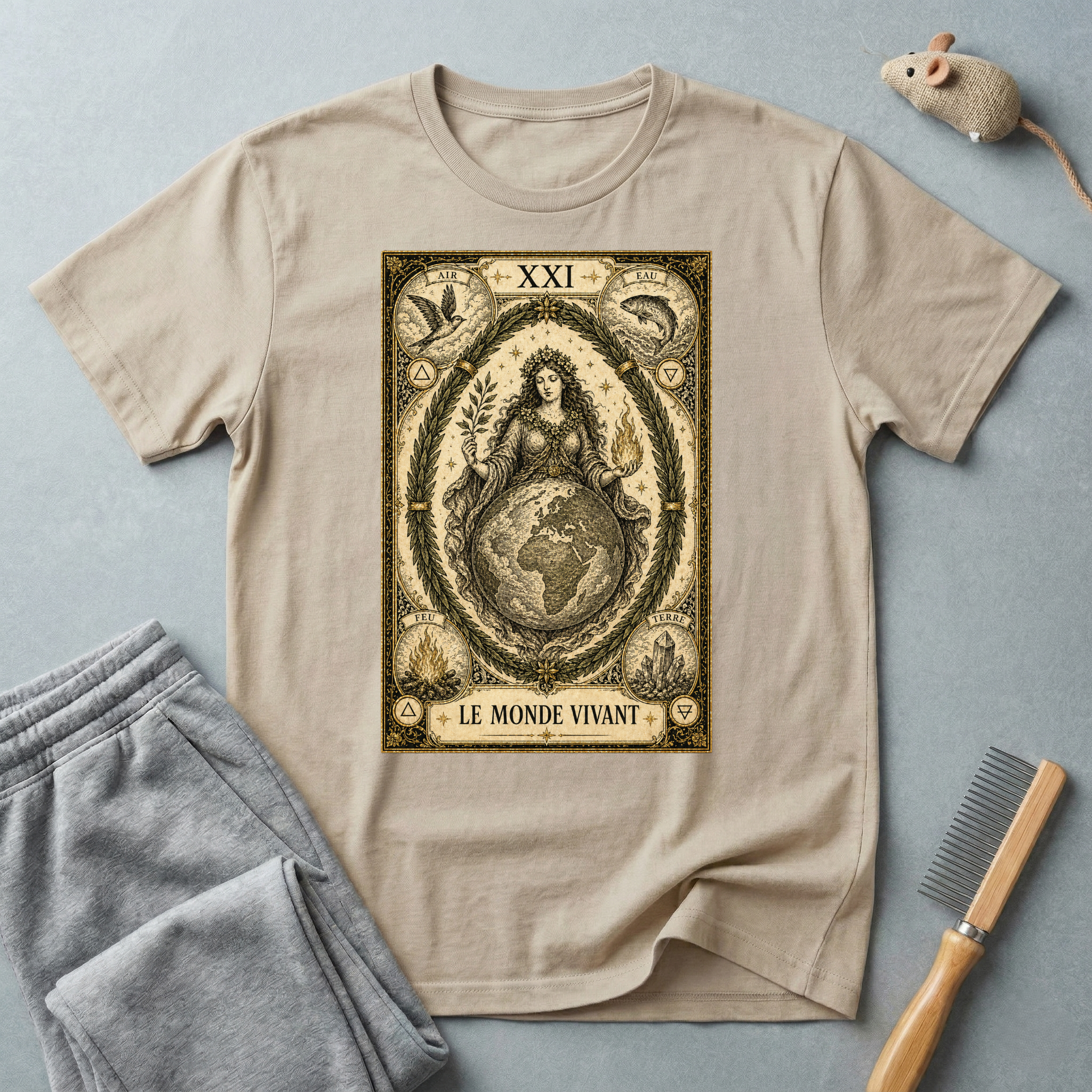 T-shirt Tarot «Le Monde» — Illustration vintage de l'Arcane XXI